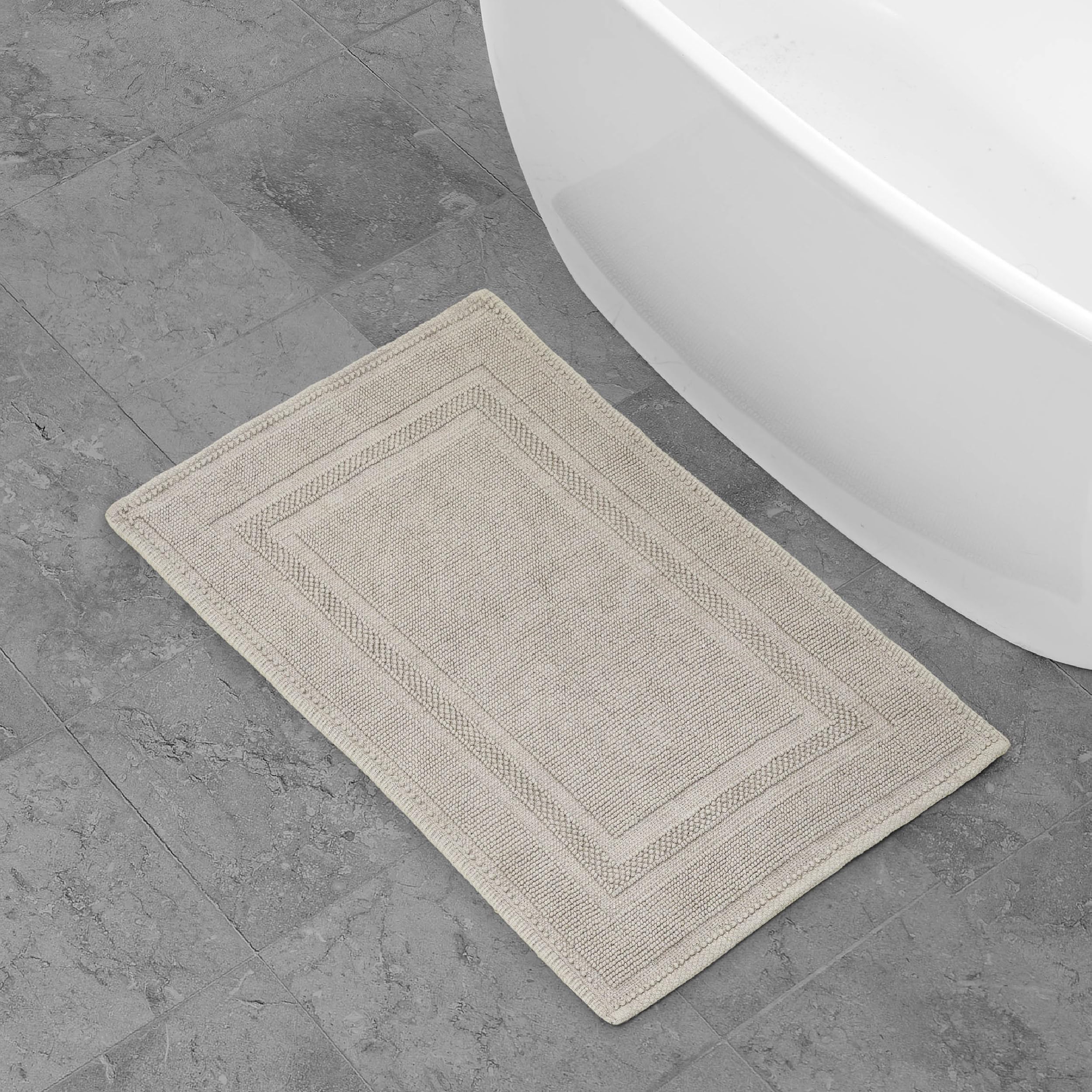 Jean Pierre - Stonewash Racetrack Bath Rug, Cotton, Premium Bathroom Decor, Machine Washable, Highly Absorbent, Measures 21" x 34", Washed Taupe