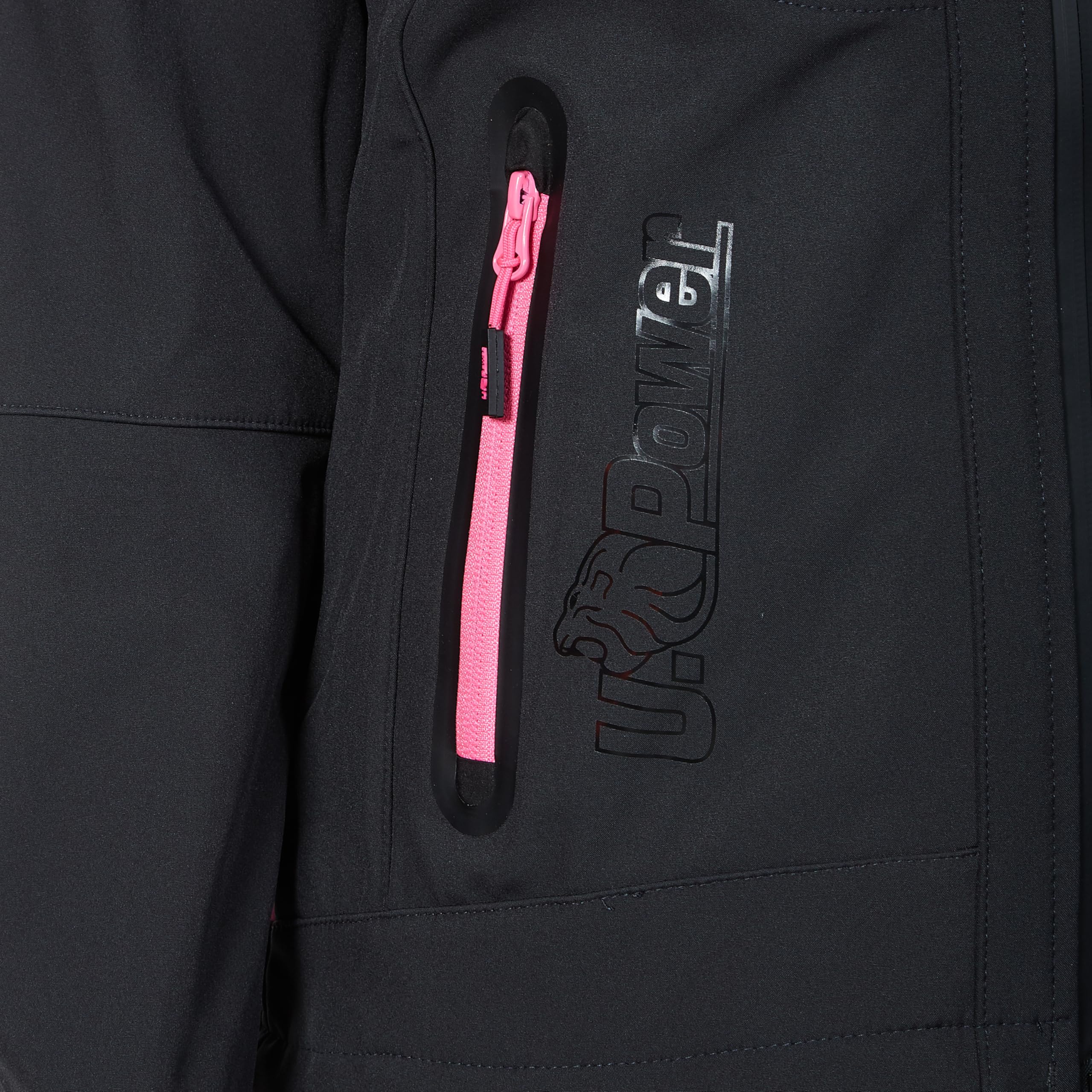 U-Power SPACE, Giacca Softshell, con Cappuccio Staccabile, Tasche Ampie, Full Zip, Antivento, Impermeabile, Tessuto Resistente, Confortevole (GREY FUCSIA - M)