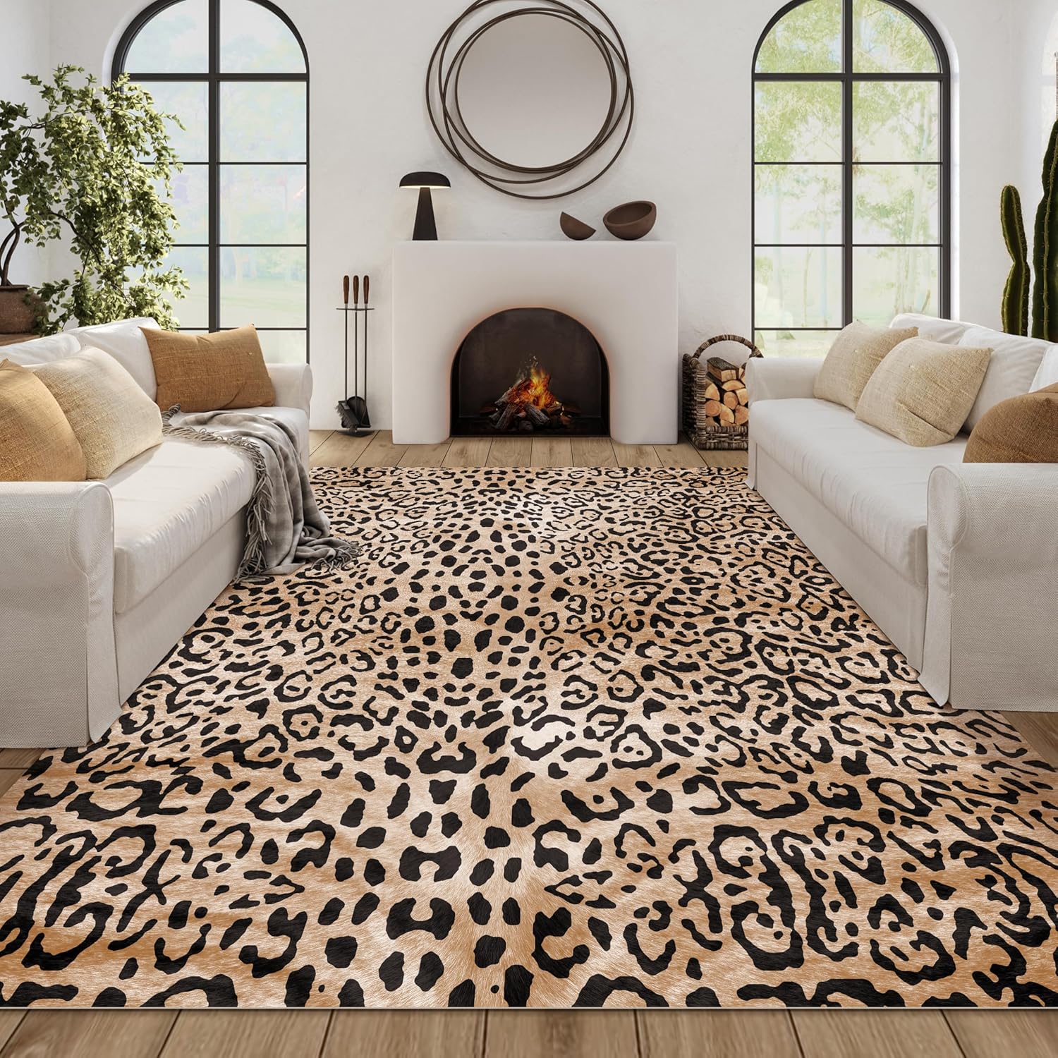 Leopard Print Area Rug, 5x7, Cheetah Gold - Image 2