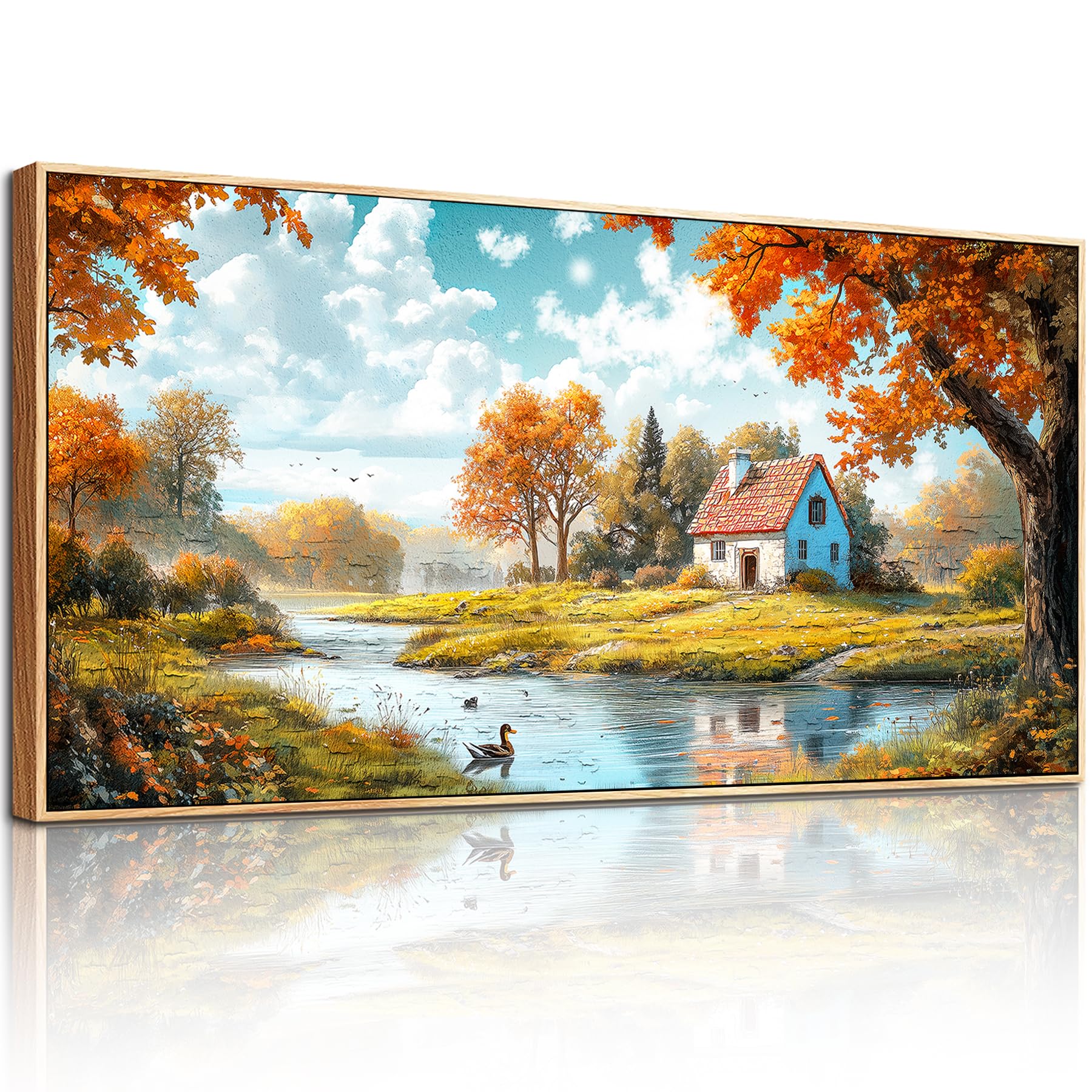 hyidecorart Quadri Moderni Soggiorno, 50x100 cm Quadri Grandi Dimensioni, Quadro Casa di Campagna, Stampe su Tela con Cornice, Decorazione Parete per Camera Ufficio Sala