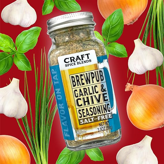 Craft Spice Blends (Brewpub Garlic & Chive Seasoning 2 Pack) | All Natural | Sugar Free | Salt Free | Keto | Zero Calories