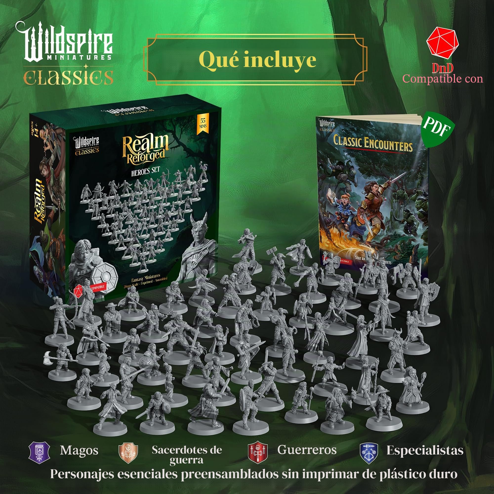 Mercenary Guild II - Héroes Esenciales - 55 Héroes, Personajes Jugadores, PNJ para Miniaturas DND a Granel I 28mm Dungeons Dragons D&D Miniaturas I Miniaturas DND D&D Figuras I Pathfinder, Daggerheart