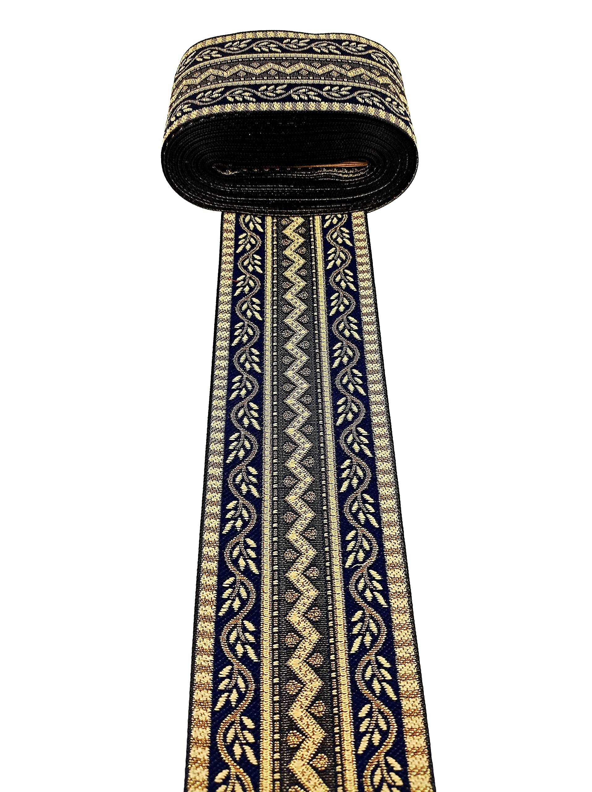 Borde de encaje para carrete de cataratas de sari, tejido jacquard, diseño pesado, trabajo para sari, Kurti, vestidos, bandhani, lehenga, cinta decorativa (2.95 pulgadas de ancho) (6 metros,