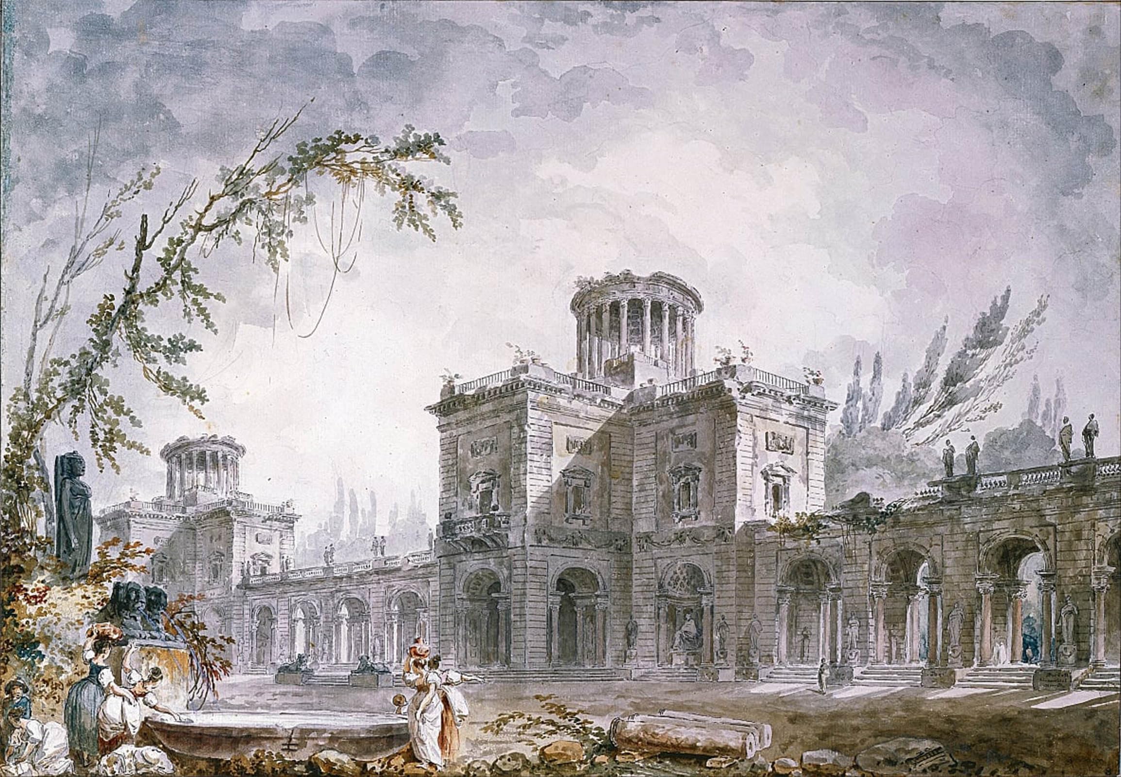 Serendipitp No Frame Aesthetic Poster Photo Wall Print Retro Picture Architectural Fantasy By Hubert Robert Modern Wall Artwork For Home Decor 60X90cm