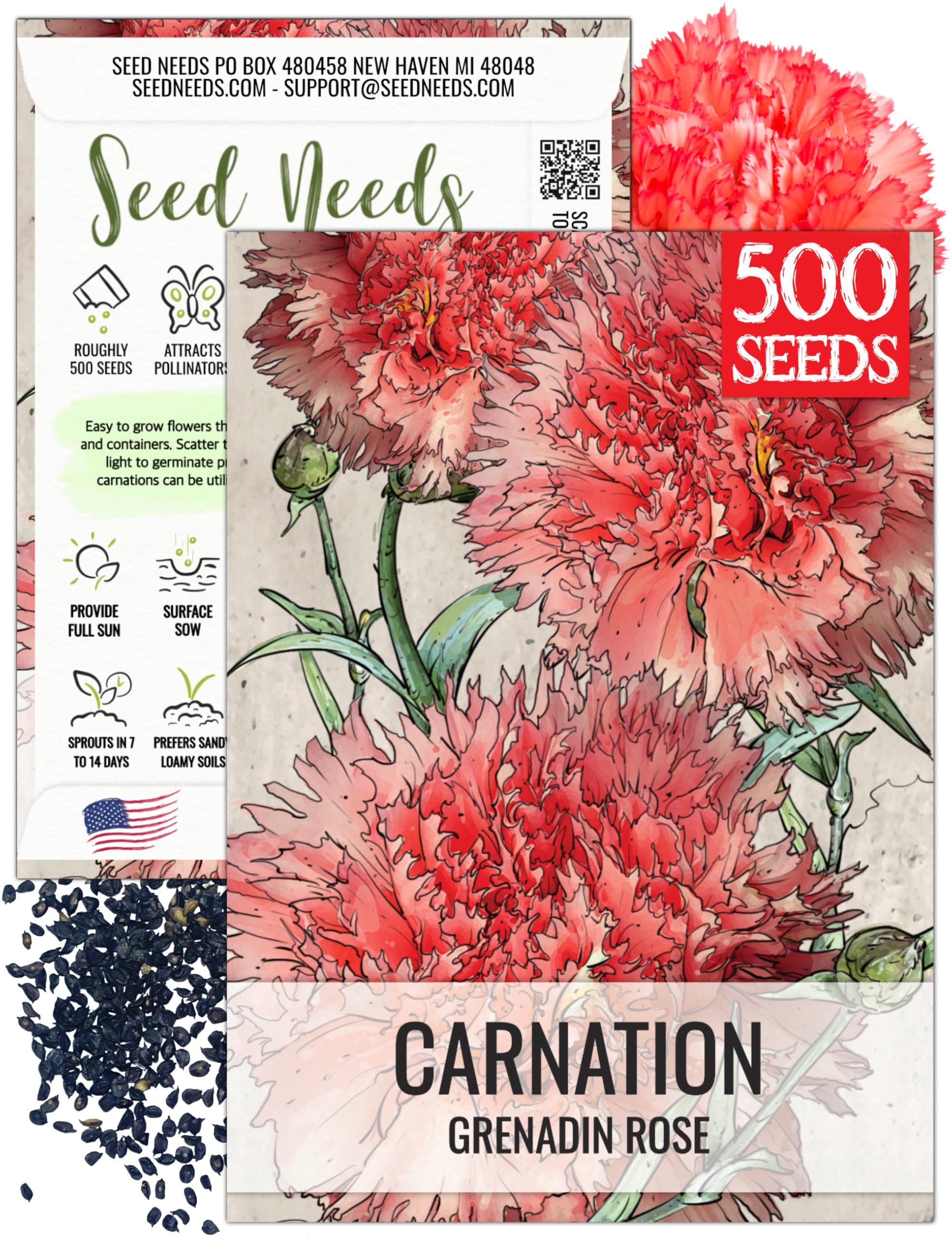Amazon.com : Seed Needs Grenadin Rose Carnation Seeds for Planting