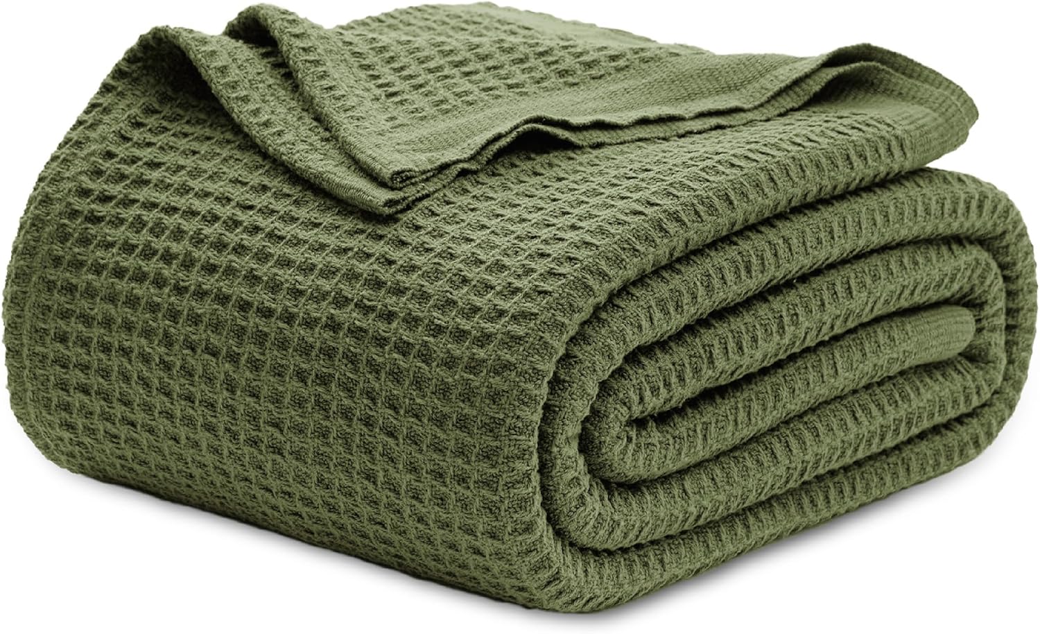 Large green waffle blanket