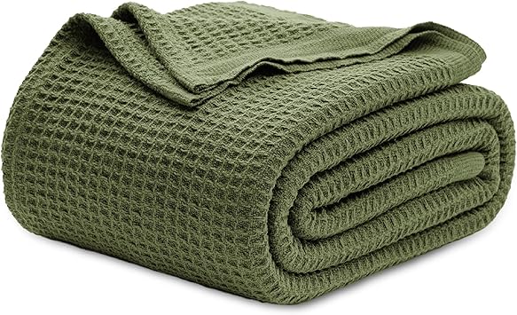 Bedsure Gentlesoft 100% Cotton Waffle Blanket