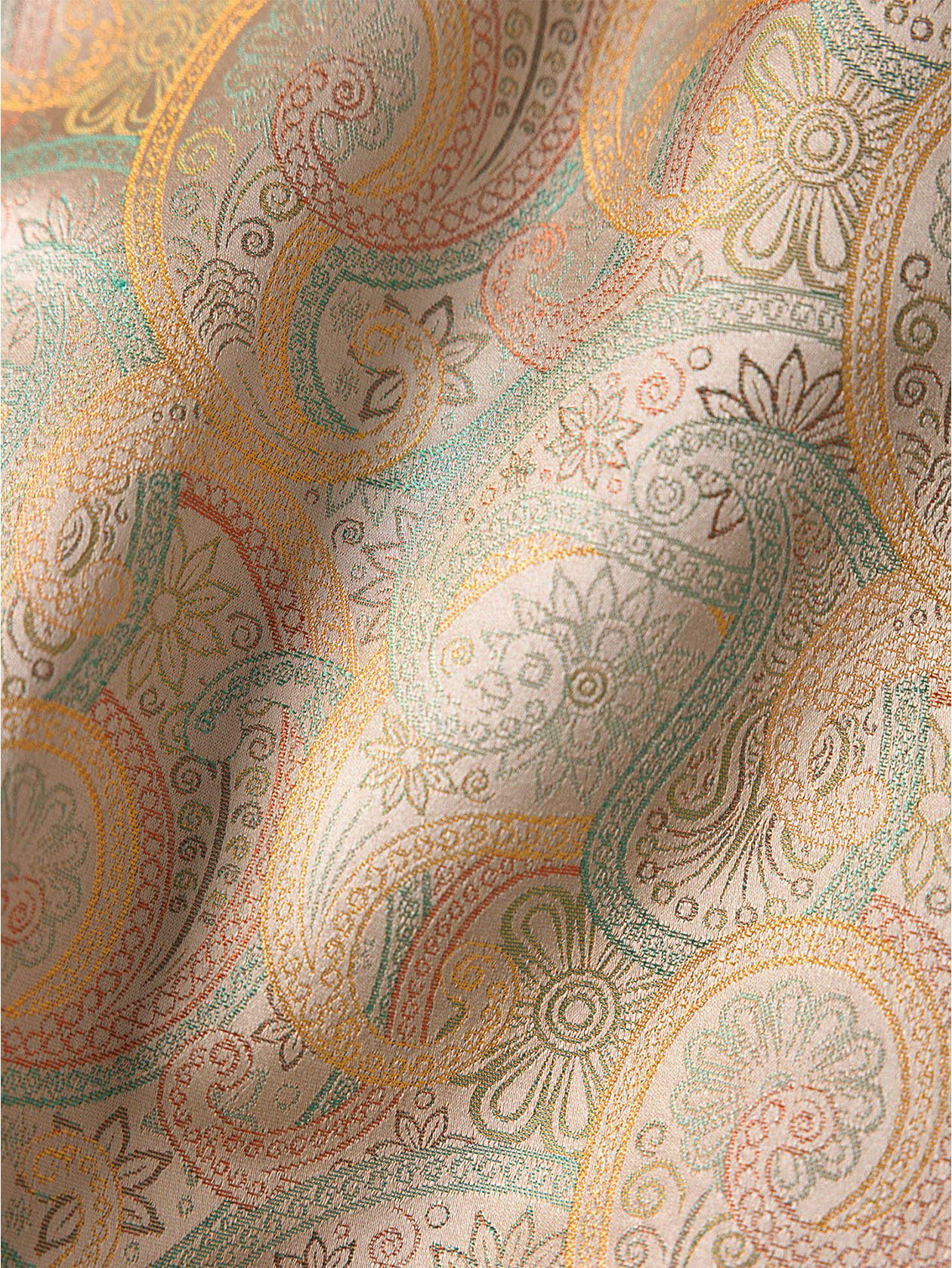 HangErFeng Damska Jedwabna Bluzka Piosenka Brocade Paisley Krótki Rękaw Okrągły Dekolt Top 633