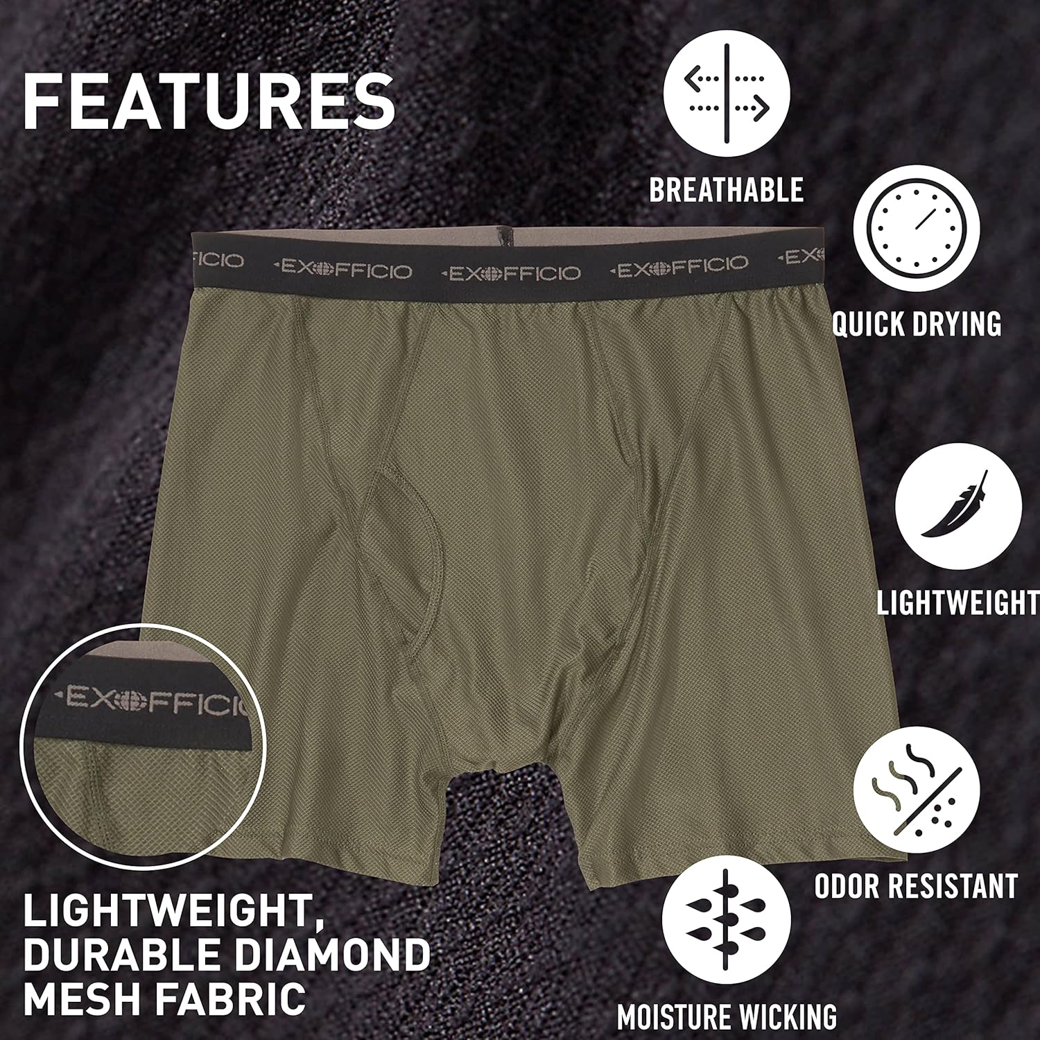 ExOfficio Men's Give-n-go Boxer Brief Nori Medium