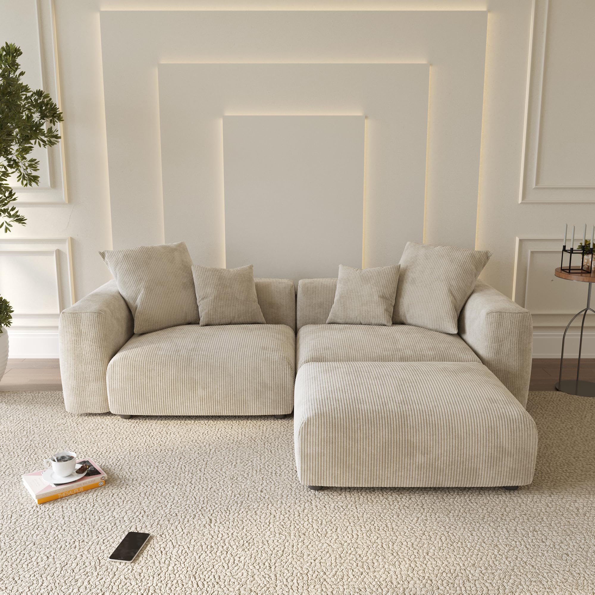 CLOUD SOFA 3P ベージュ Beige L-Shape Cloud Couch - 3 Seats Modern Design – CharmyDecor