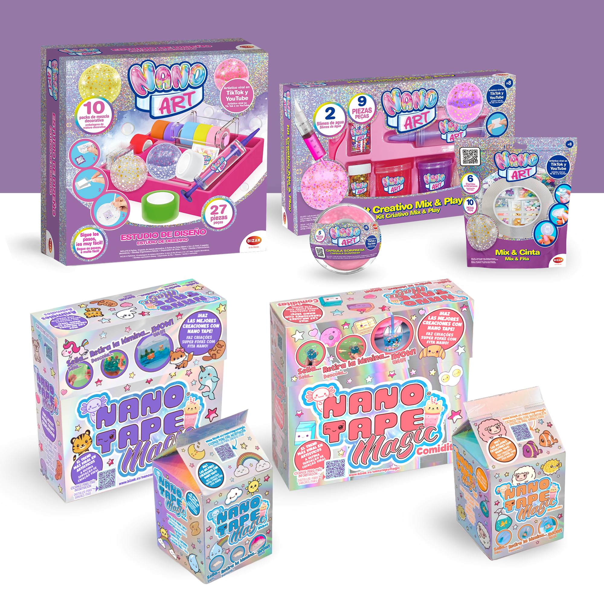 Bizak Nano Art Mix & Cinta, Kit Creativo DIY, Mezcla Texturas y Materiales, Incluye Mixers, Nano Cinta y pajitas, Set artístico para Crear diseños únicos, para niños y niñas Desde 8 años (64528123) — view 4