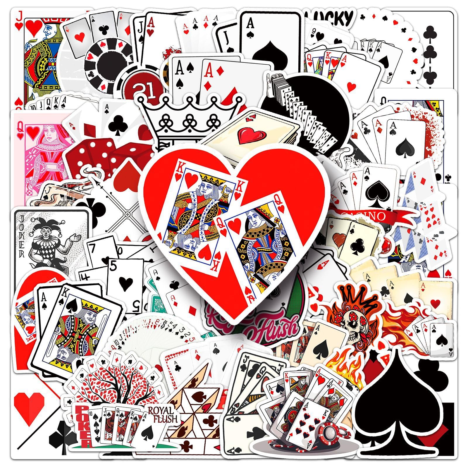 Pacchetto Da 110 Adesivi Per Carte Da Poker – 6x6 Cm, In Vinile PVC, Impermeabili E Riutilizzabili, Per Laptop, Auto, Caschi E Valigie