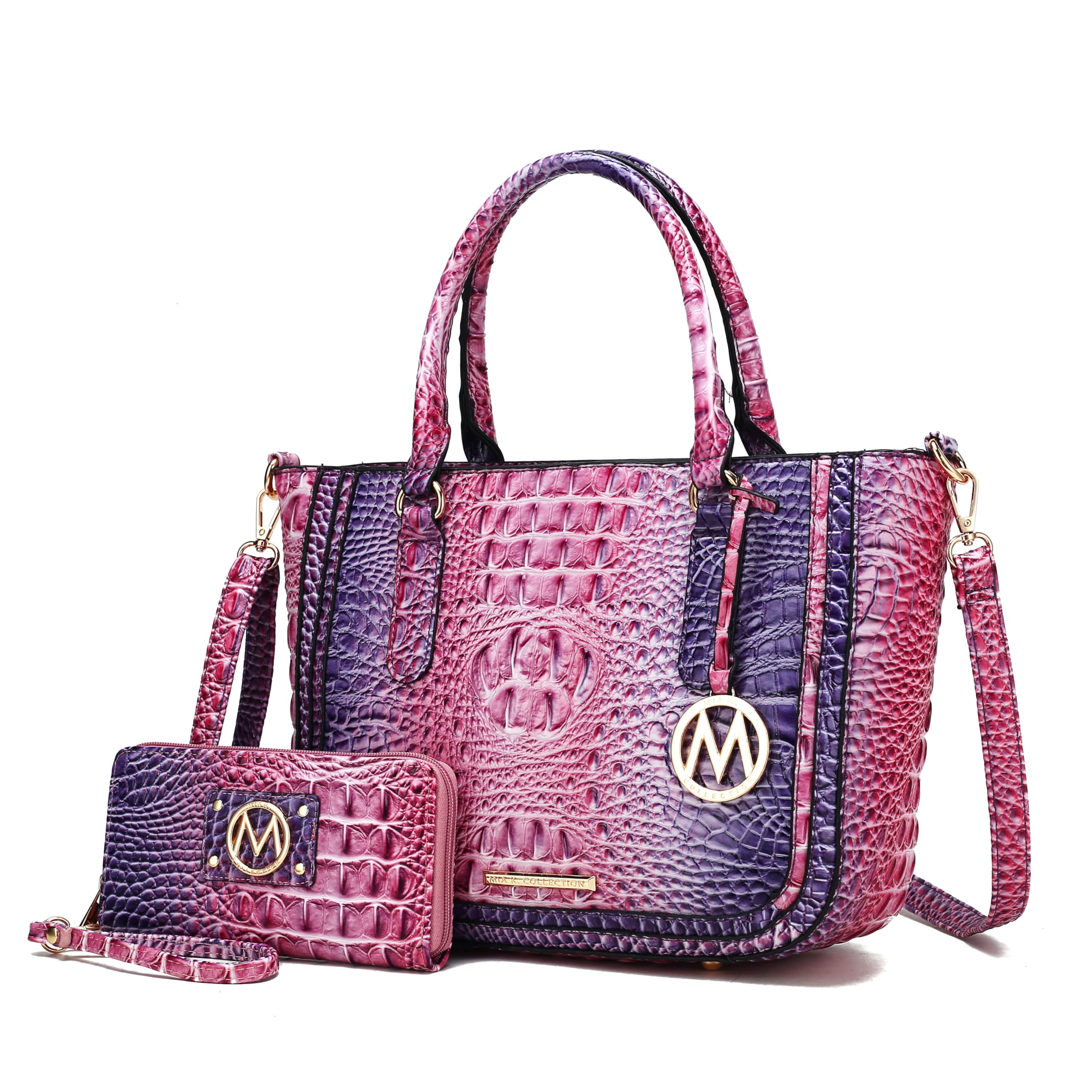 MKF Collection Satchel Bag for Women’s Crocodile Embossed Vegan leather Crossbody Tote Handbag Top-Handle Purse by Mia K