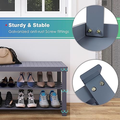 Miniatura 40 de SMIBUY Zapatero de bambú, organizador de zapatos de 3 niveles, estante de almacenamiento para entrada, pasillo, baño, sala de estar (natural)