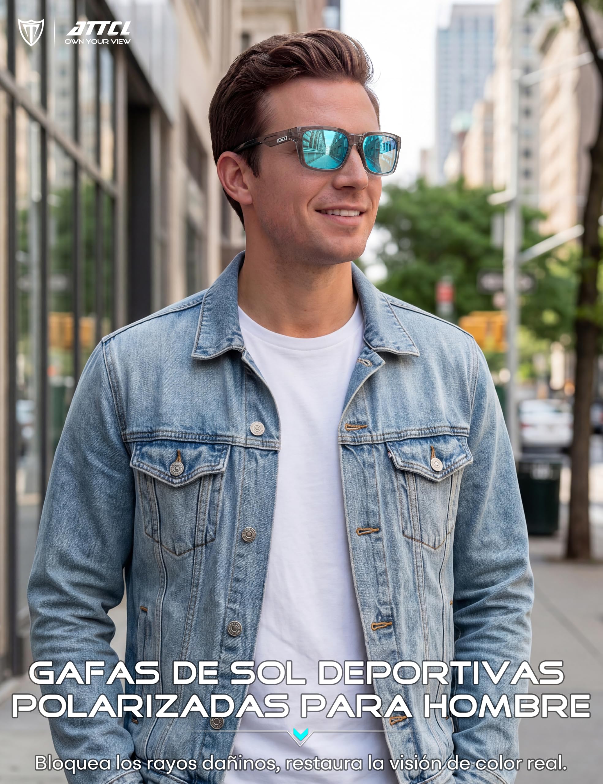 ATTCL Gafas de sol deportivas polarizadas para hombre con protección UV400 ultraligero TR90 flexible marco