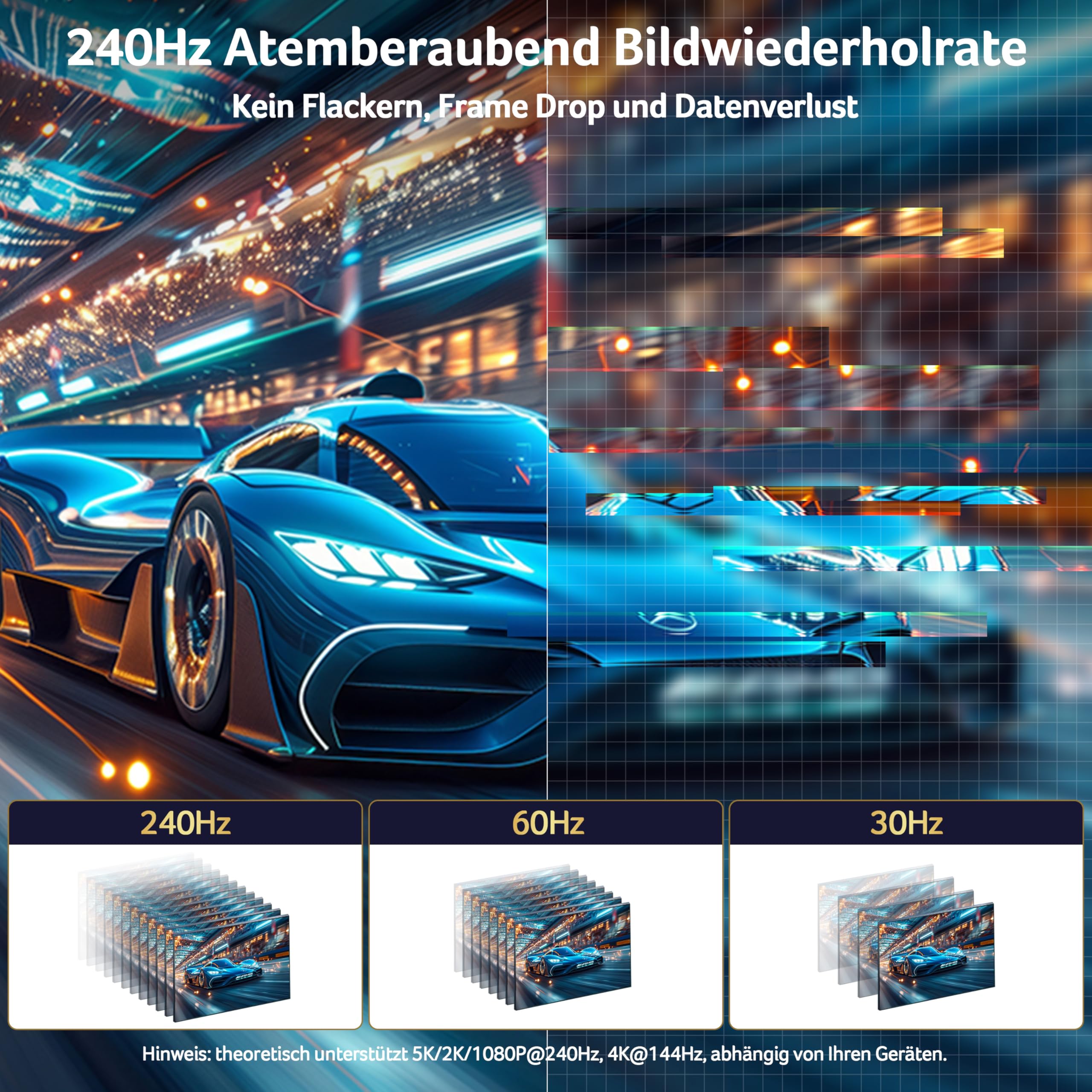 acer 8K Displayport Cable 3 m, DP 1.4 Cable 8K @ 60Hz, 4K @ 240Hz/120Hz, Supports 3D, HDR, FreeSync, G-Sync, DSC 1.2, HDCP 2.2, DP to DP Bi-directional Cable for Gaming Monitor, HDTV, PC, Graphics - 3