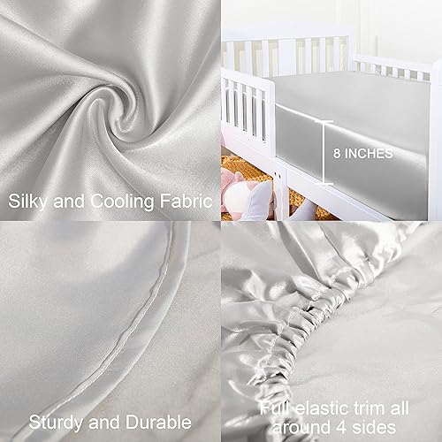 Miniatura 2 de NTBAY Paquete de 2 sábanas bajeras de satén de seda para cuna, súper suave y sedosa de 28 x 52 pulgadas, para colchones estándar de cuna y de niño
