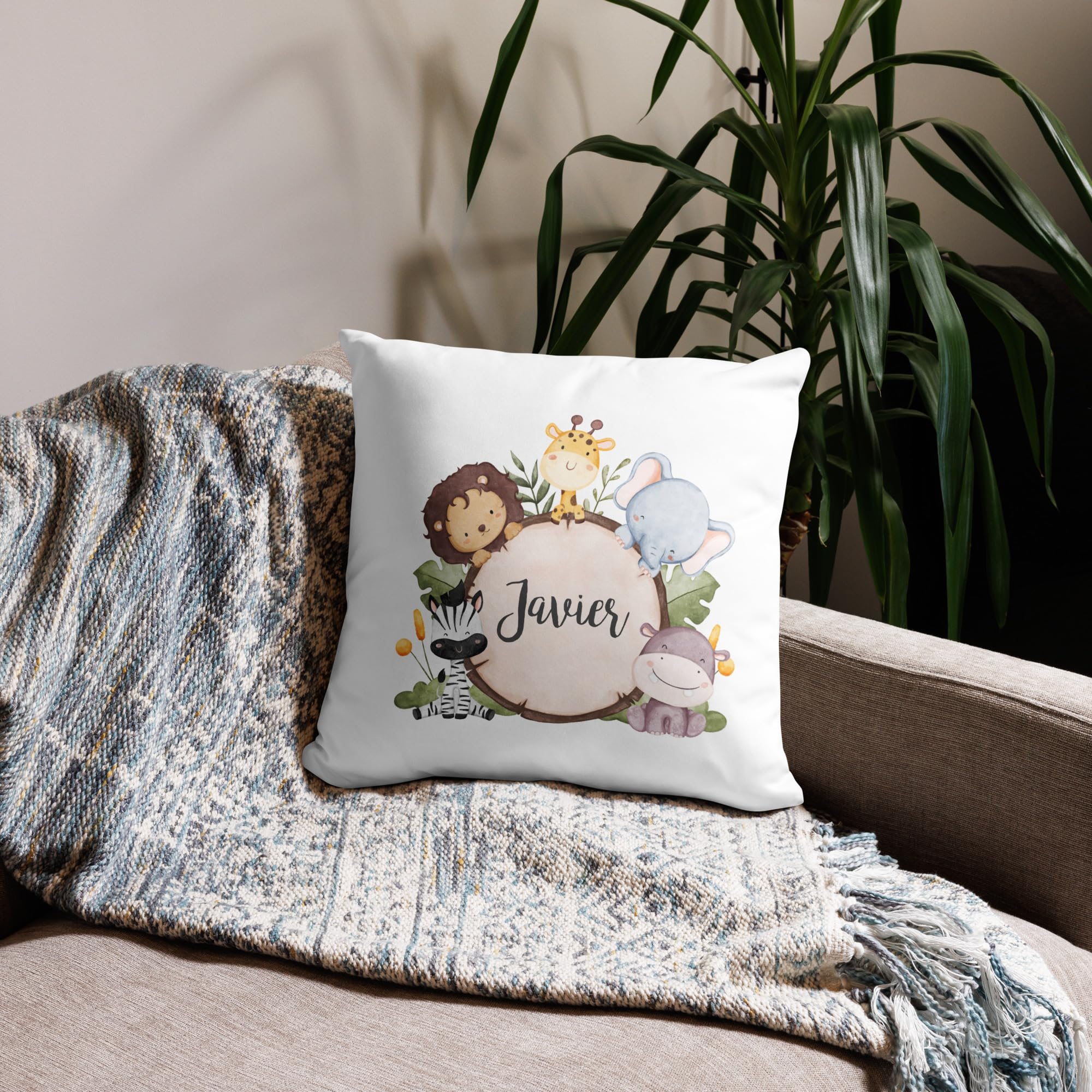 Kembilove Cojines Infantiles – Cojin Personalizado con Nombre – Regalos cumpleaños niños Colegio – Guarderia Regalos – Almohada niños 40X40 CM - Animales