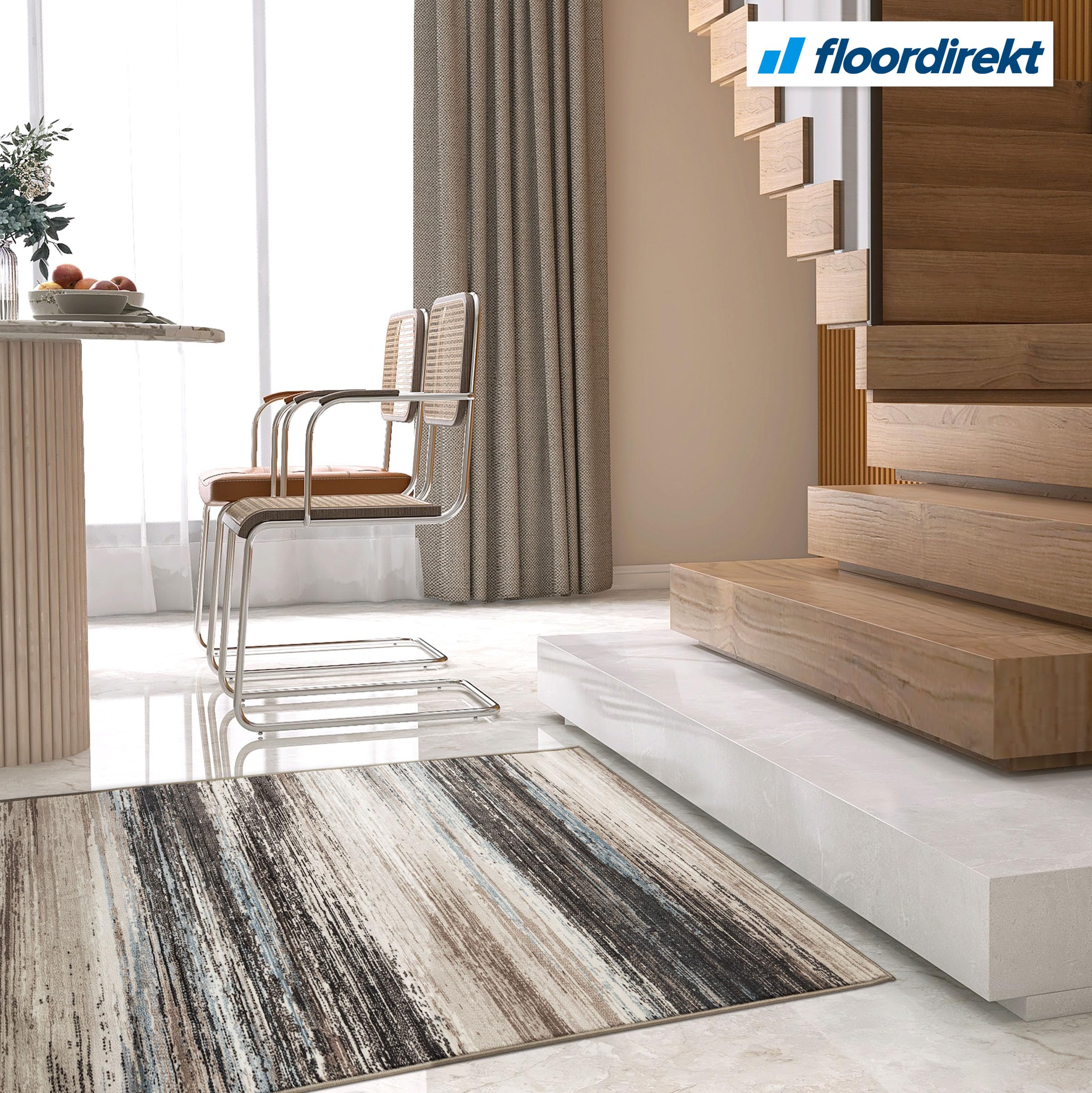 Floordirekt Tapis de couloir, de cuisine, de couloir et de salon - Antidérapant et moderne pour le salon et la chambre à coucher - Vendu au mètre - 80 x 700 cm - Motif marron, beige, gris, Archway