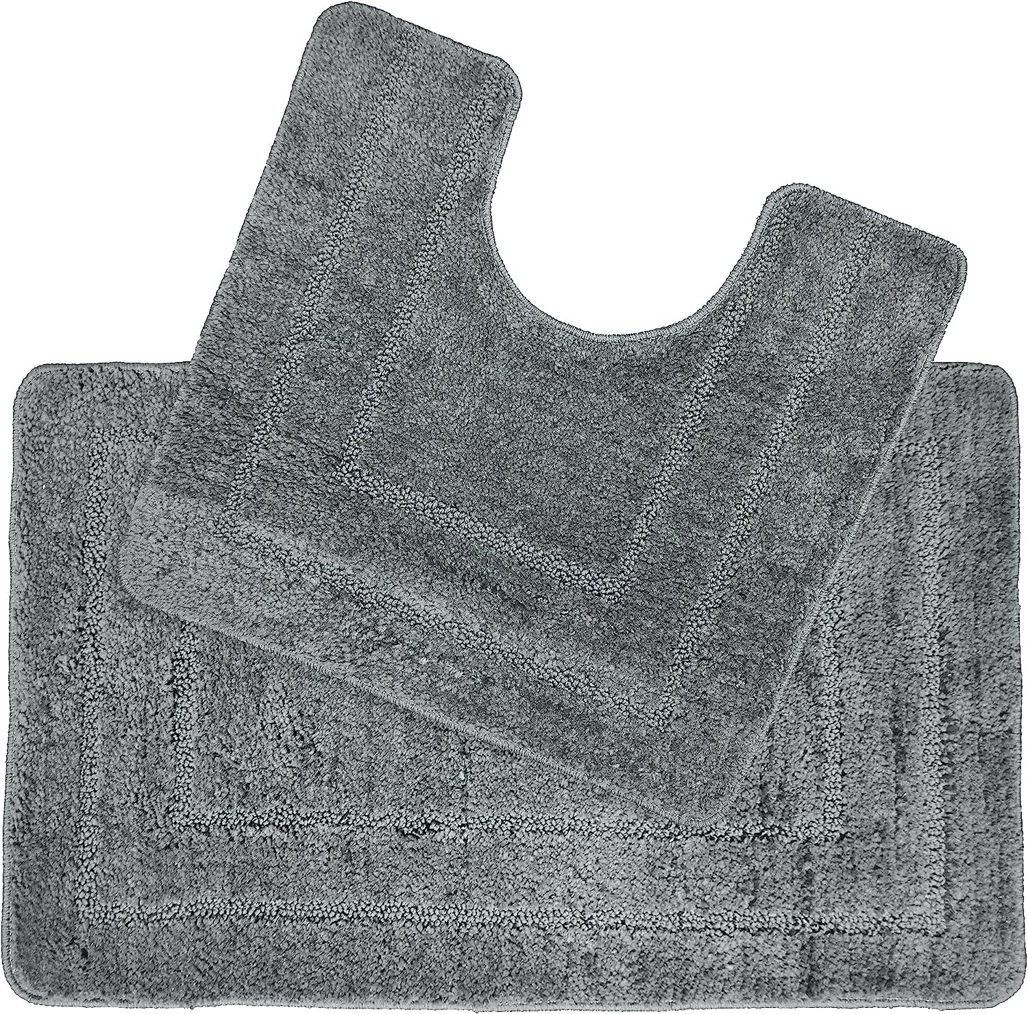 Allure Non Slip Bath Mat Set 2 Piece Bath and Toilet Mat Set - Easy Care Super Soft Microfibre Pile (Mid Grey) — image 1