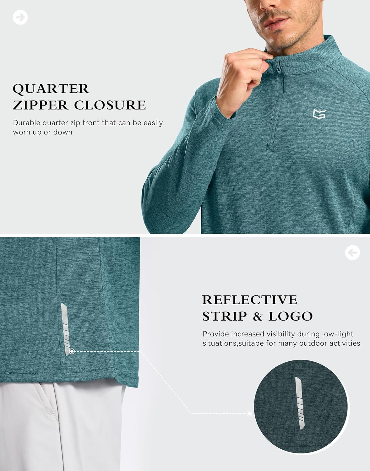 G Gradual Men's Running Shirts Long Sleeve Athletic Shirt Lightweight Quick Dry Quarter Zip Pullover for Men Workout Gym Golf - Image 4