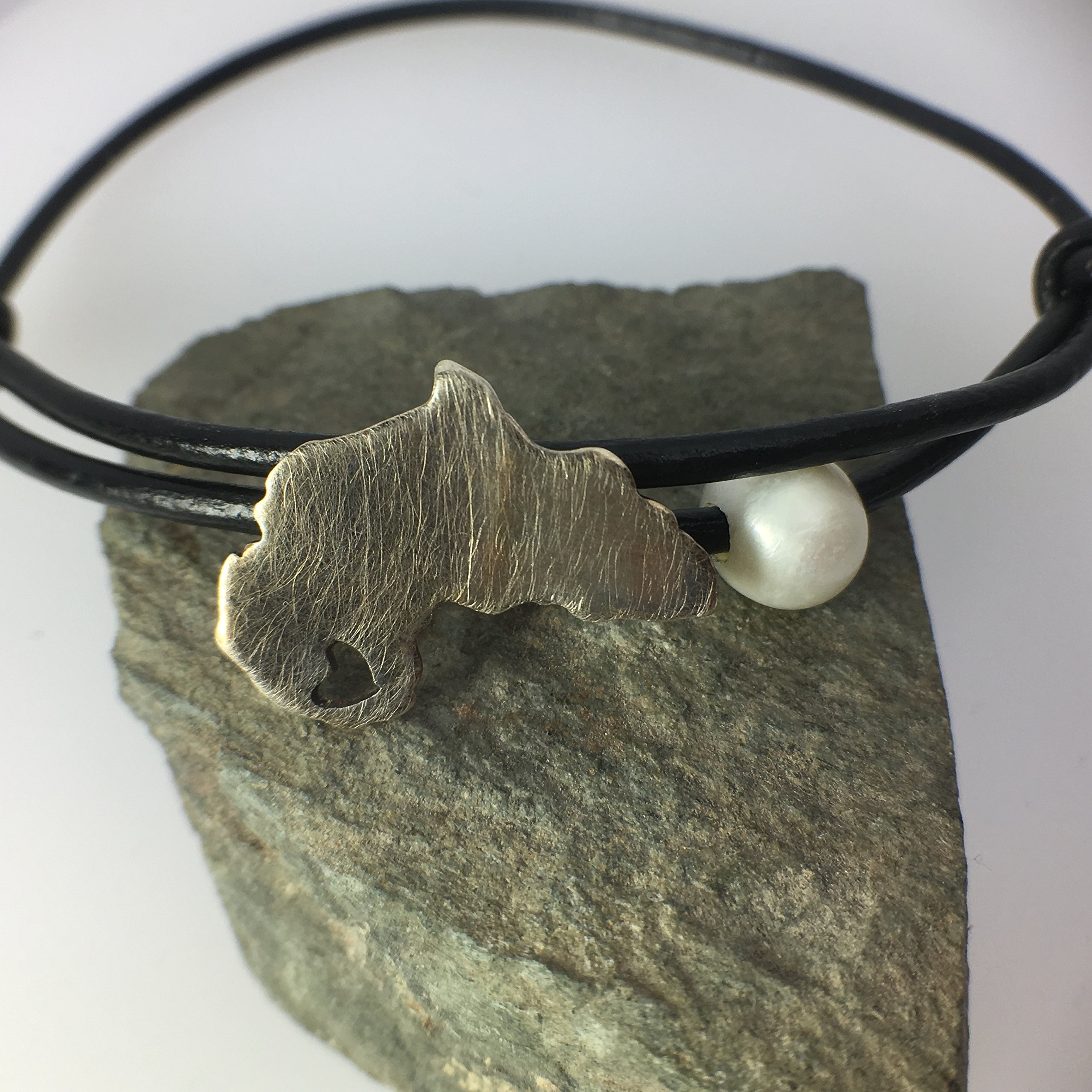 Pulsera África Plata con Perla - Plata 925 Hecha a Mano con Cordón de Cuero - Joya Única AfricanDreamland