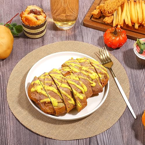 Miniatura 4 de 100 manteles individuales de arpillera de 11.8 pulgadas, redondos, reutilizables, color marrón, fibras de yute natural, manteles individuales