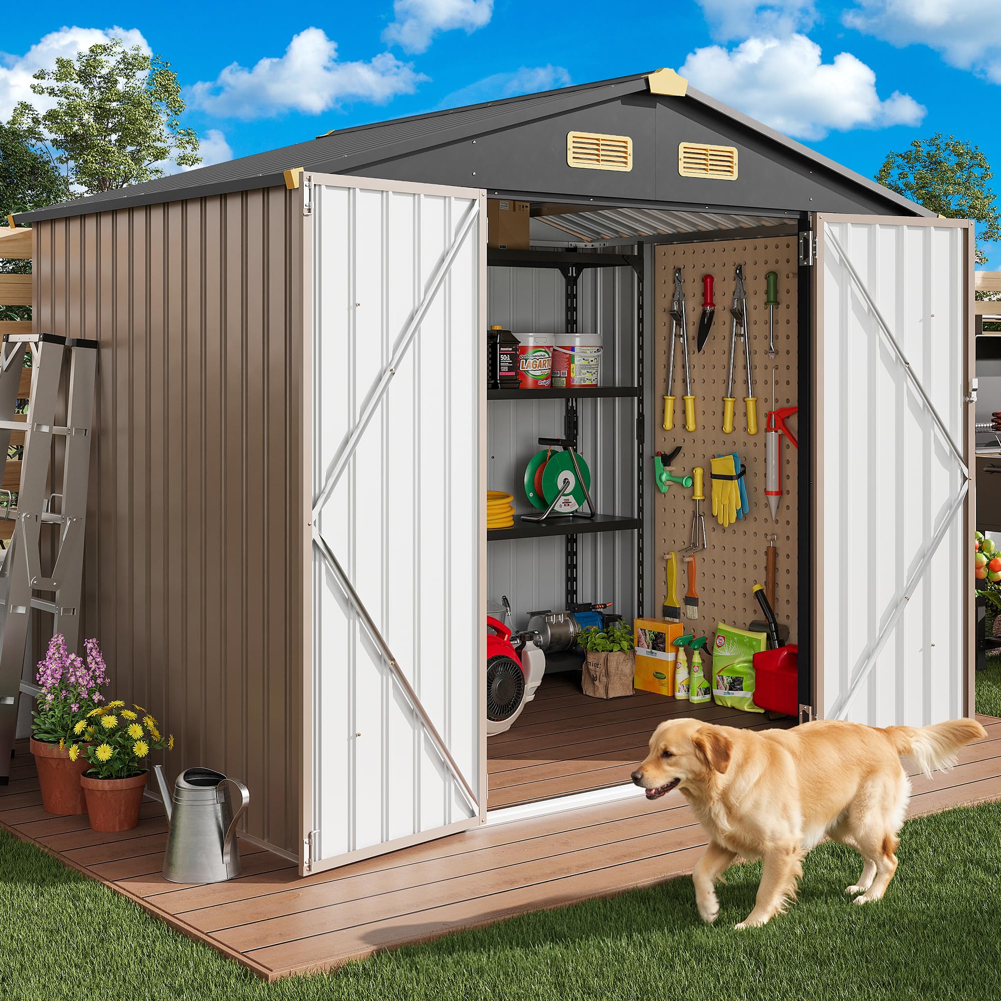 ieth ironthings mサイズ Amazon.com: YITAHOME 8x10 FT Large Outdoor Storage Shed with