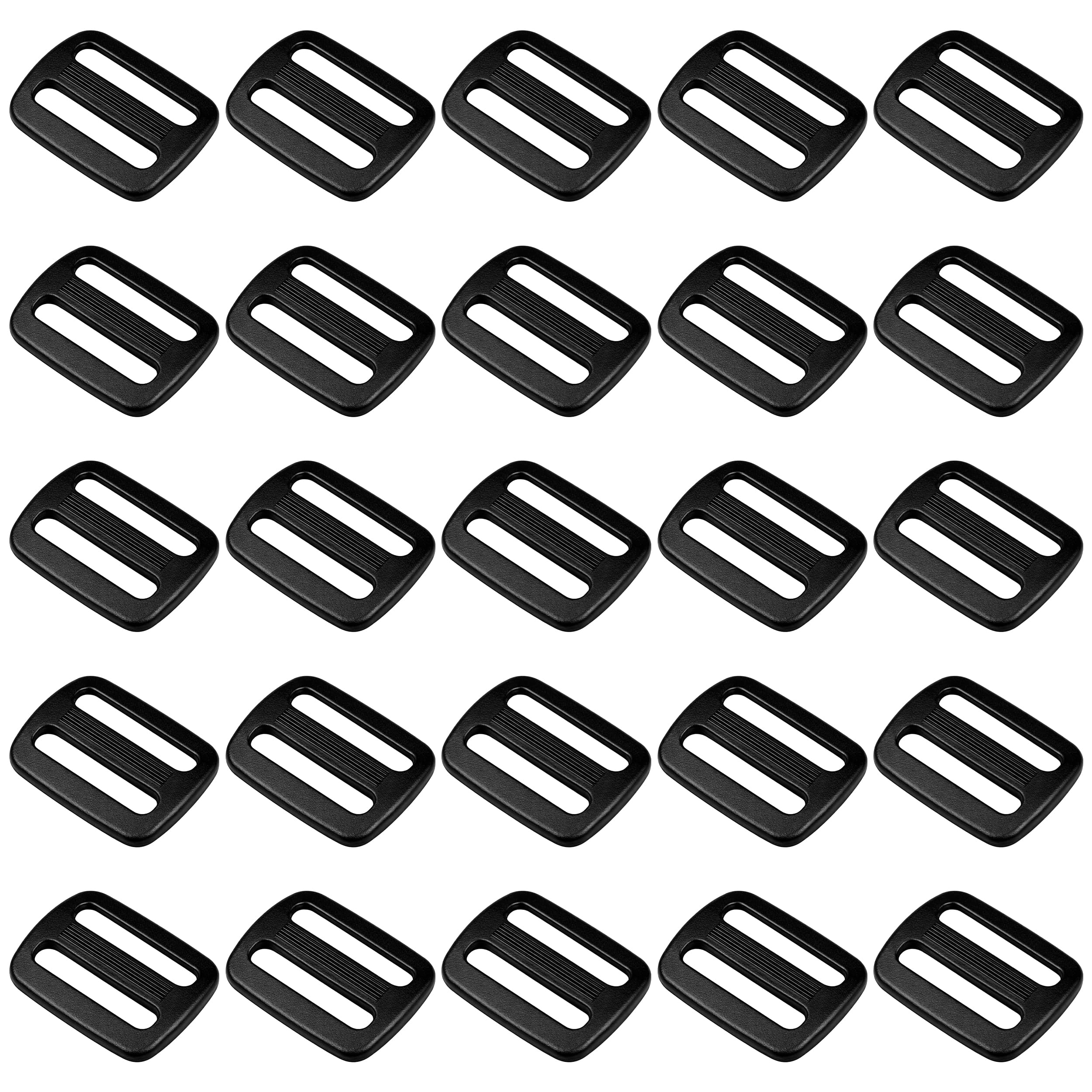 Black Plastic Tri-Glide Slide – for Bag Straps, Rifle Slings, Dog Collars - 1 Inch
