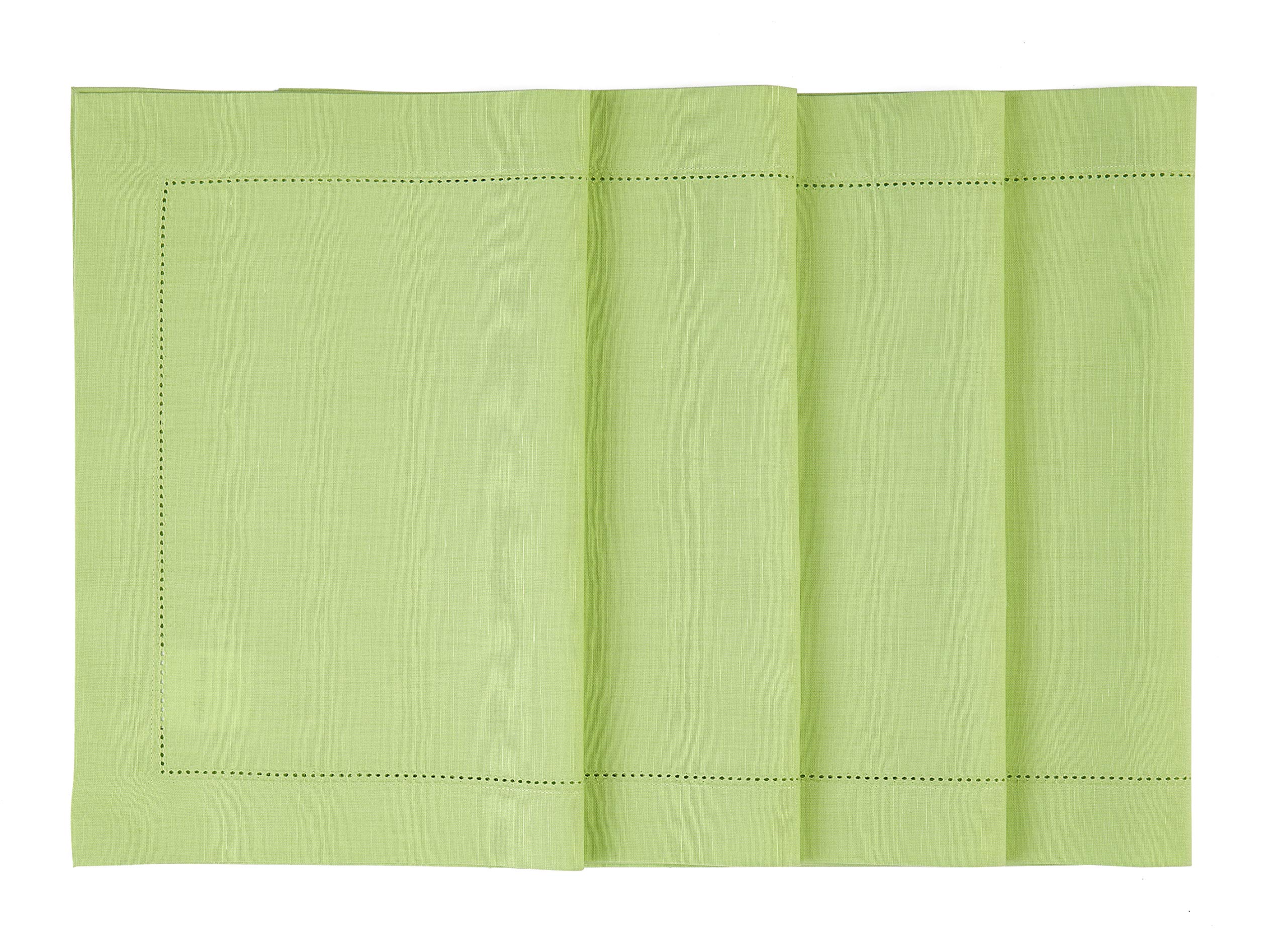Solino HomeApple Green Placemats Set of 4 – Cotton Linen Hemstitch Placemats 14 x 19 Inch – Machine Washable Cloth Fabric Table Mats for Spring, Easter, Summer