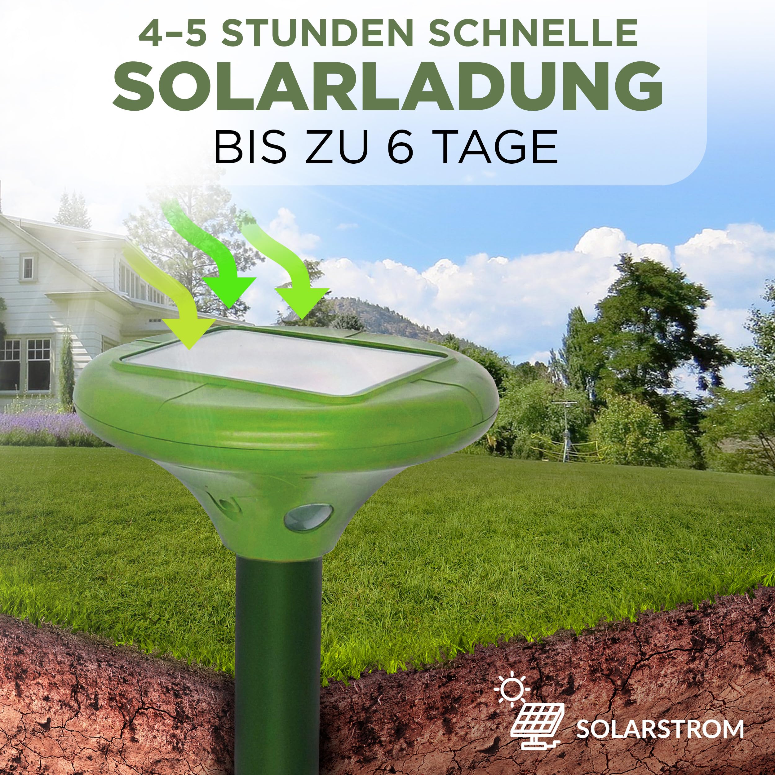 ISOTRONIC Maulwurfabwehr zum Vertreiben von Maulwürfen, Wühlmäusen & Schlangen – Solar Maulwurfschreck mit Erdspieß für den Garten – Maulwurfvertreiber 1.250m² Wirkungsbereich (3 Stück)