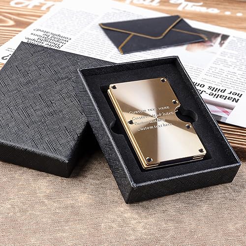 Miniatura 3 de awofer Billeteras de metal personalizadas, regalos para papá, hijo, padrinos de boda, regalo de padrino de boda, cartera grabada con clip para