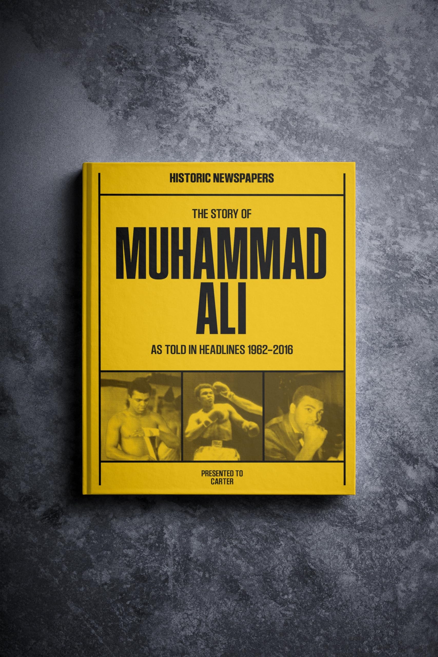 Historic Newspapers - Personalised Sporting Newspaper History Book - UK Sports Fan Gift - History told Through Newspaper Coverage - Name Printed on Cover (Muhammad Ali)