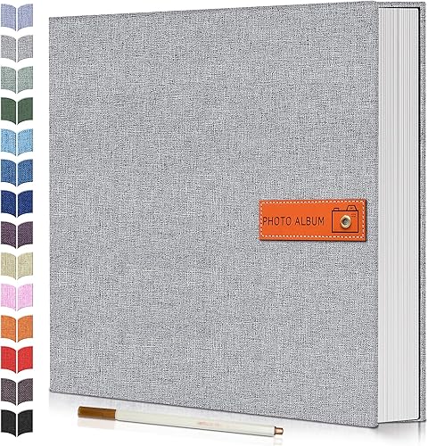 Álbum de fotos autoadhesivas, álbum de recortes, 40 páginas libro de fotos grande para fotos de 4 x 6, 5 x 7, 8 x 10, álbum de cubierta de lino para