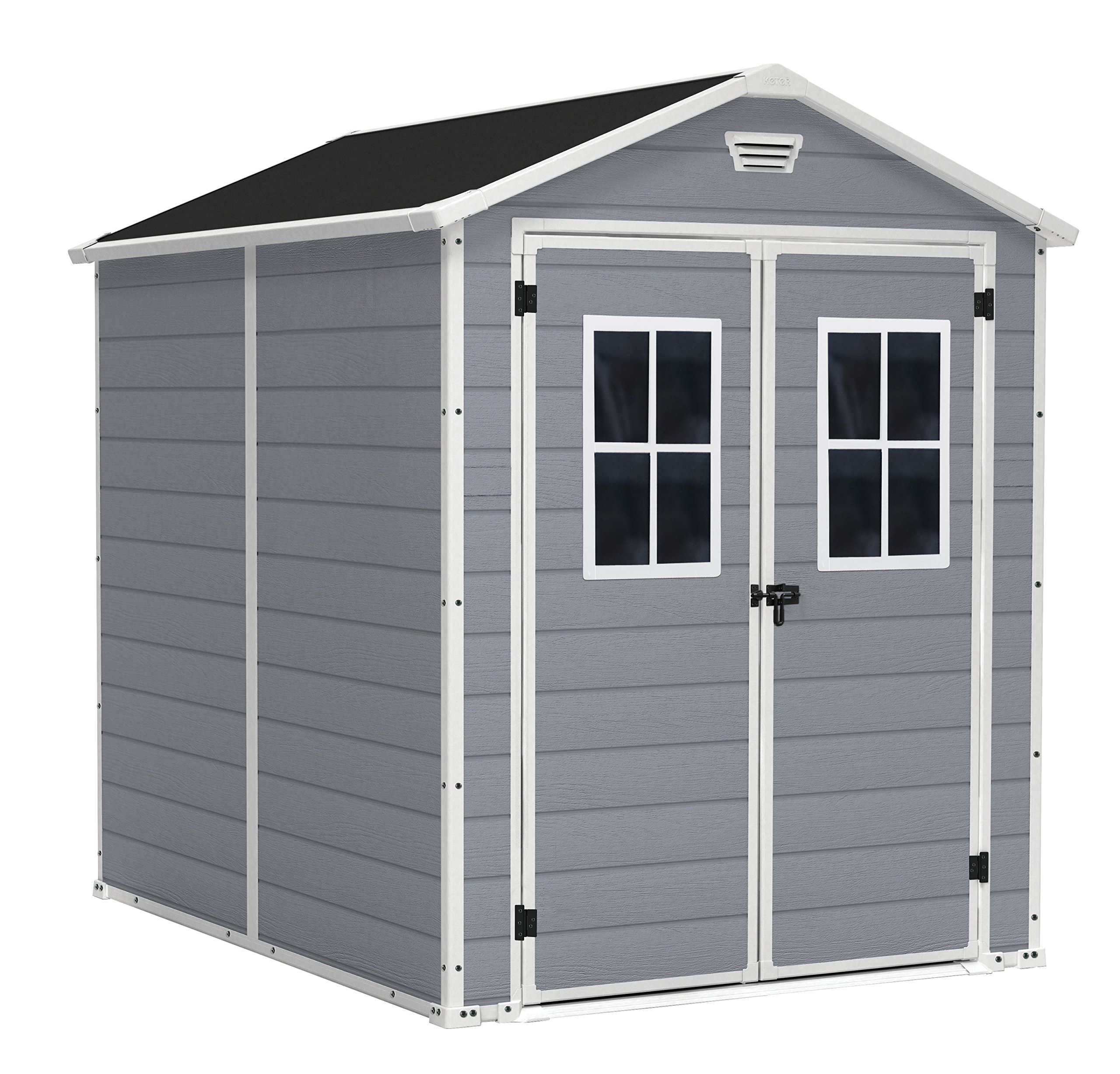 Keter/​CHALET ET JARDIN 12-​929579 Premium 86 Abri Double Porte avec Fenêtres Résine Gris 186 x 237 x 227 cm