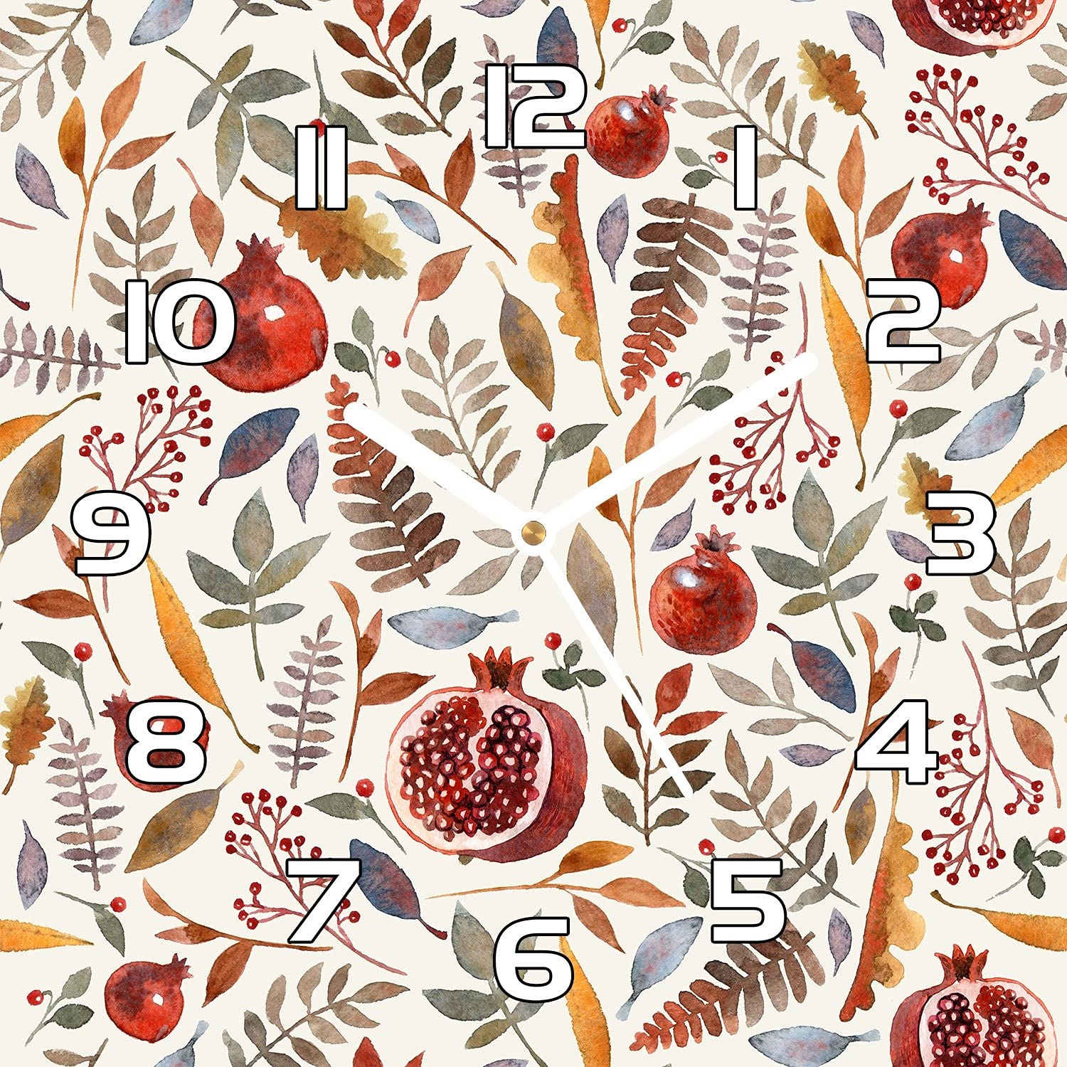 Horloge en verre 30x30 cm Coloray automne baies cadran moderne