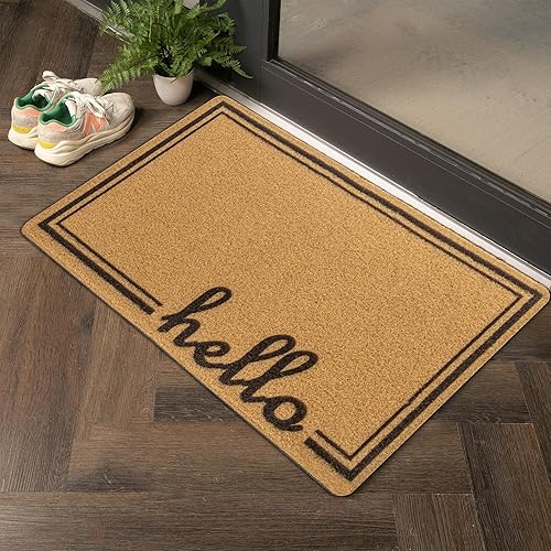 Felpudo antideslizante de bienvenida para puerta delantera, diseño de borde de tira para exteriores, tapetes de entrada, decoración de entrada de