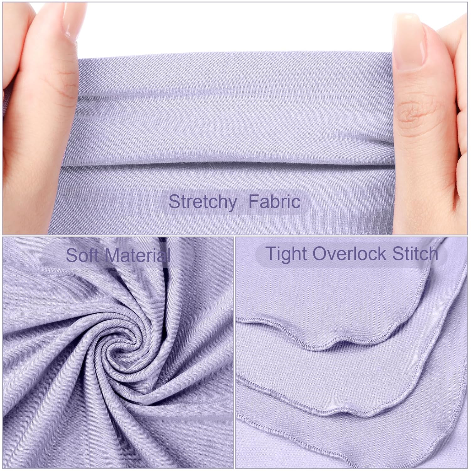 JaGely 2 Pcs Stretchy Baby Swaddle Blankets Set Extra Soft 47" x 47" Baby Newborn Swaddle Blanket and Hat(Pink, Light Purple)