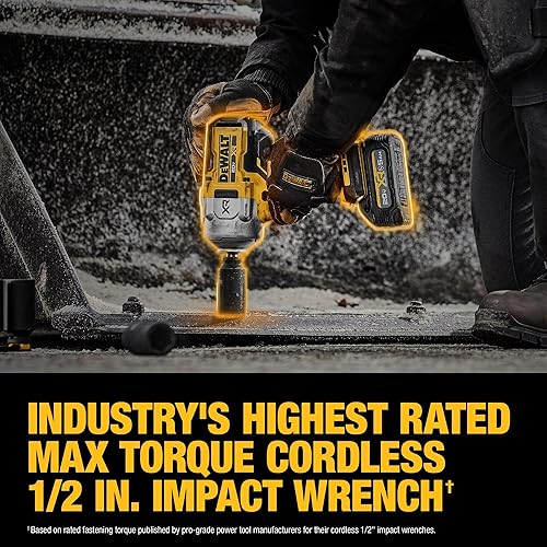 Miniatura 10 de DEWALT Kit de llave de impacto inalámbrica de 20 V MAX, anillo de cerdo de 12 pulgada, batería y cargador incluidos (DCF961GP1)