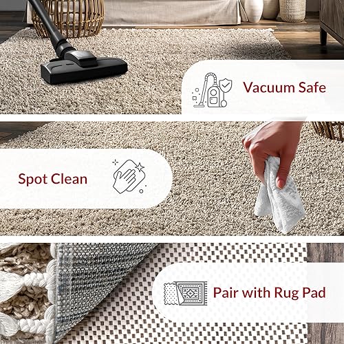 Miniatura 2 de nuLOOM Neva - Alfombra de área afelpada de 8 pies, cuadrada, color beige