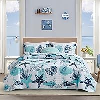 Vista 14 de Tritard Juego de edredón costero de 3 piezas tamaño King, edredones reversibles de microfibra con 2 fundas de almohada, ropa de cama de playa suave