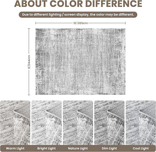 Miniatura 2 de zesthome Alfombras de 8 x 10 pulgadas para sala de estar, alfombra lavable con respaldo antideslizante, alfombra de área moderna abstracta,