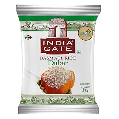 India Gate Basmati Rice Dubar | Premium Long Grain Aged Basmati Rice | World's No. 1 Basmati Rice | 1kg pouch