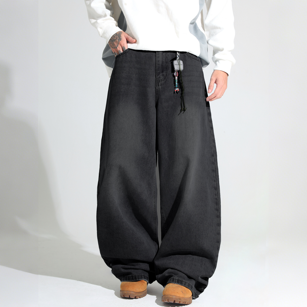 DFGIGT Men's Baggy Y2K Hip Hop Street Jeans Wide Leg Denim Pants