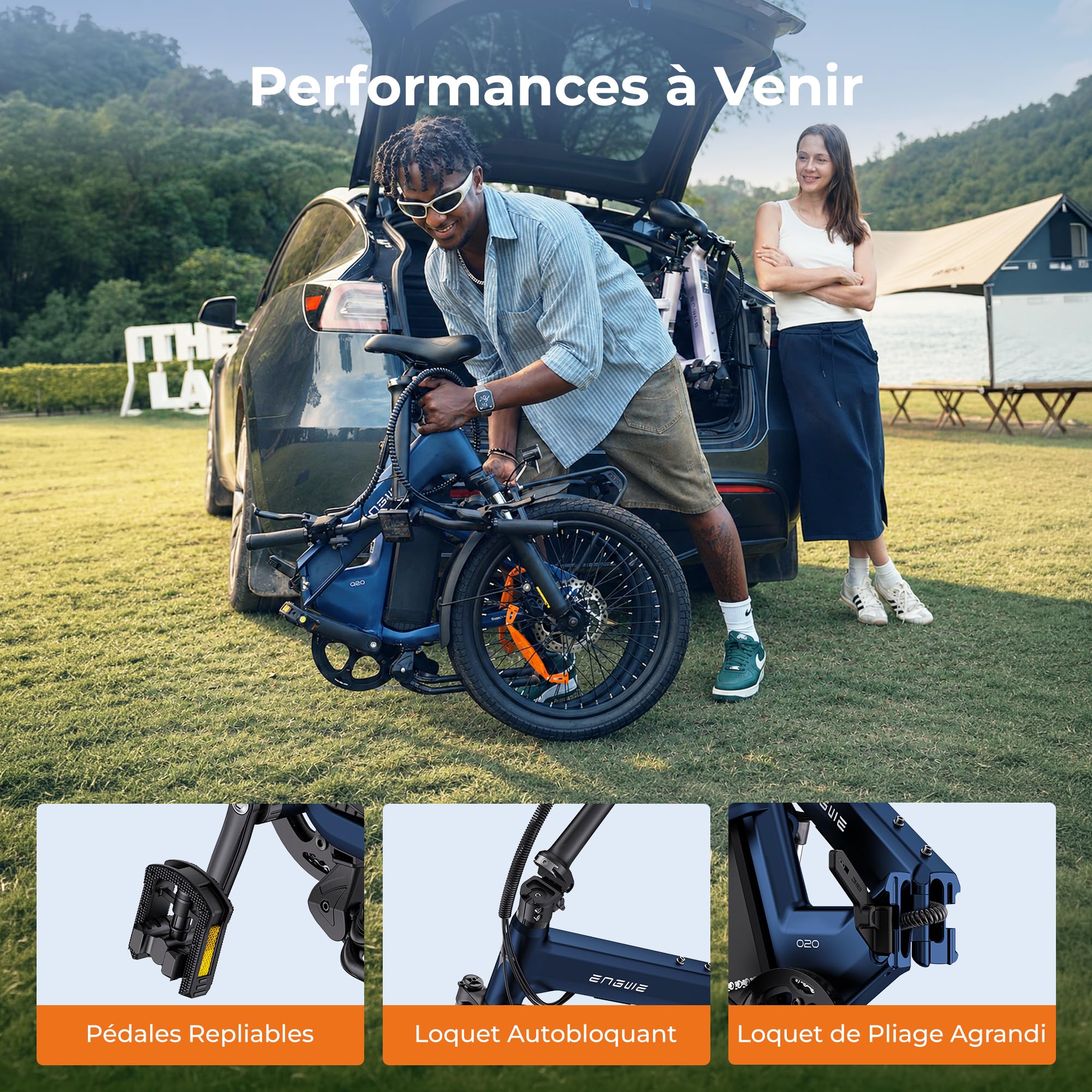 ENGWE O20 Velo Electrique Pliable,Compact Vélo électrique | Moteur de 250 W, Batterie amovible de 48 V et 15 Ah, Autonomie 80–140 km, Connectivité via une APP, Déplacements urbains