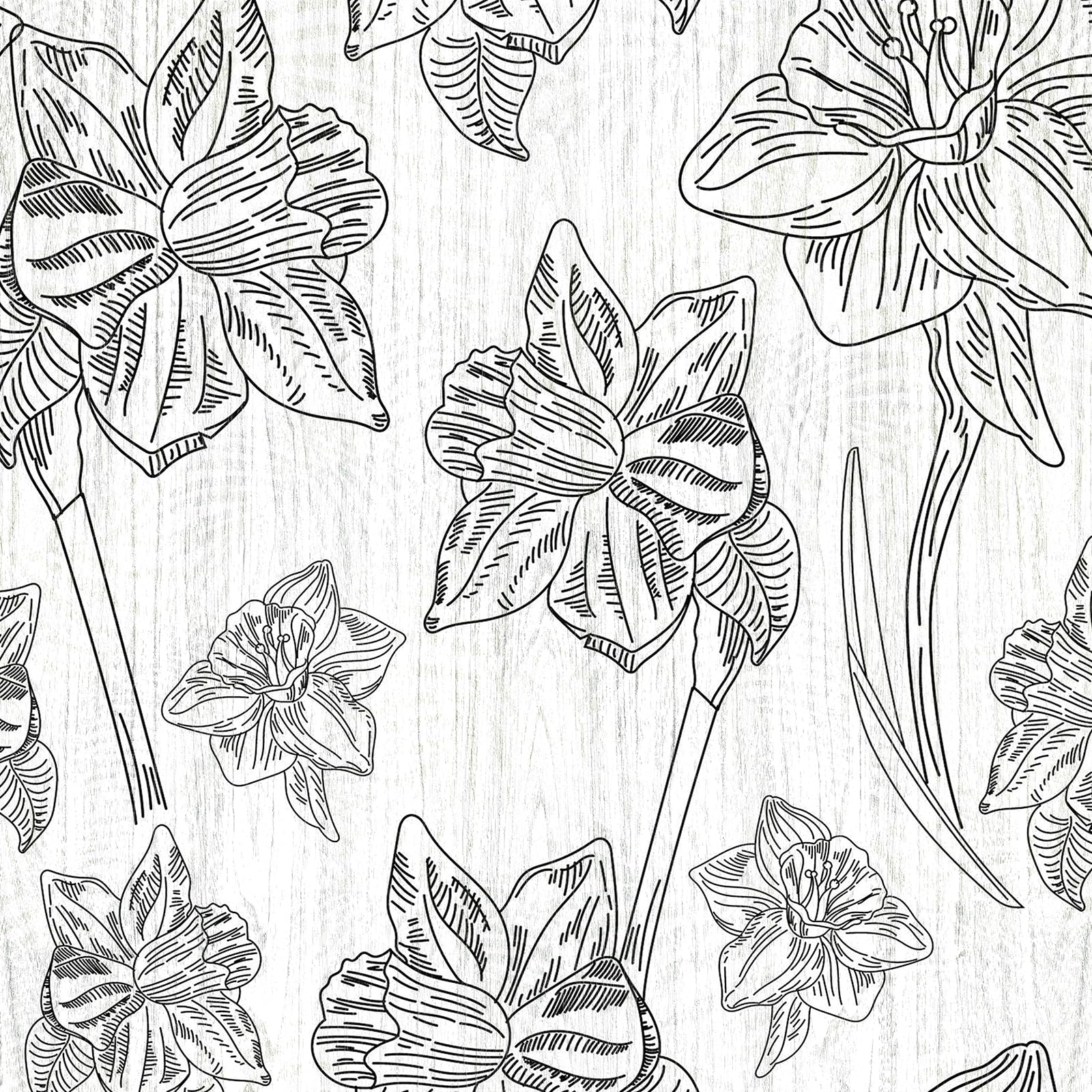 ANLIKY-Pro Selbstklebende Tapete, botanische Natur, zum Abziehen und Aufkleben, Kontaktpapier, handgezeichnetes Ornamentmuster, 44X500CM, abnehmbare dekorative Folie für Schrankmöbel
