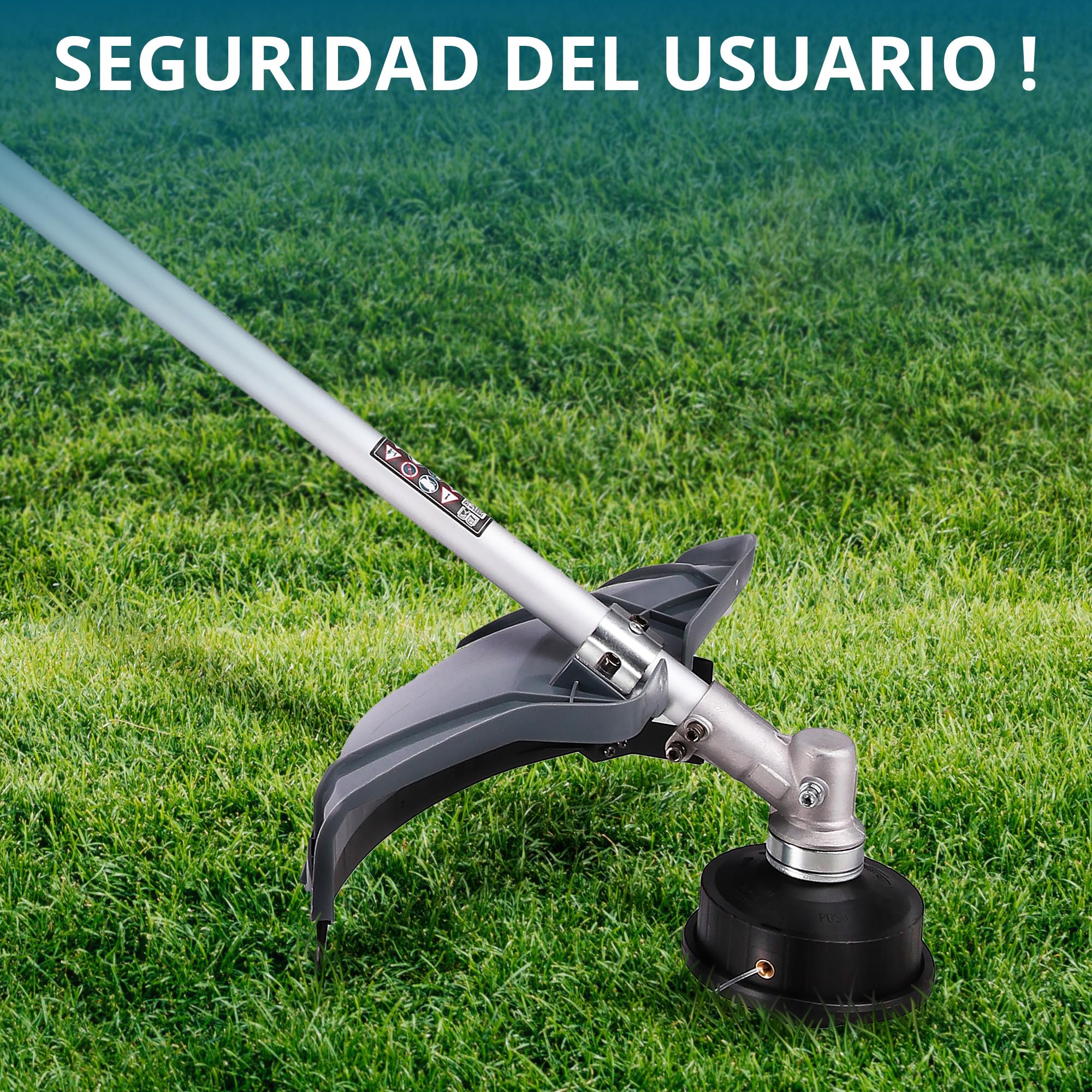 Könner & Söhnen KS BCT-1400 1400 W, Anchura de Corte 42 cm, Grosor de línea 1,6 mm, Cuchilla de Tres Hojas 255 mm, asa ergonómica para Bicicleta, Correa para el Hombro, Recortadora de jardín