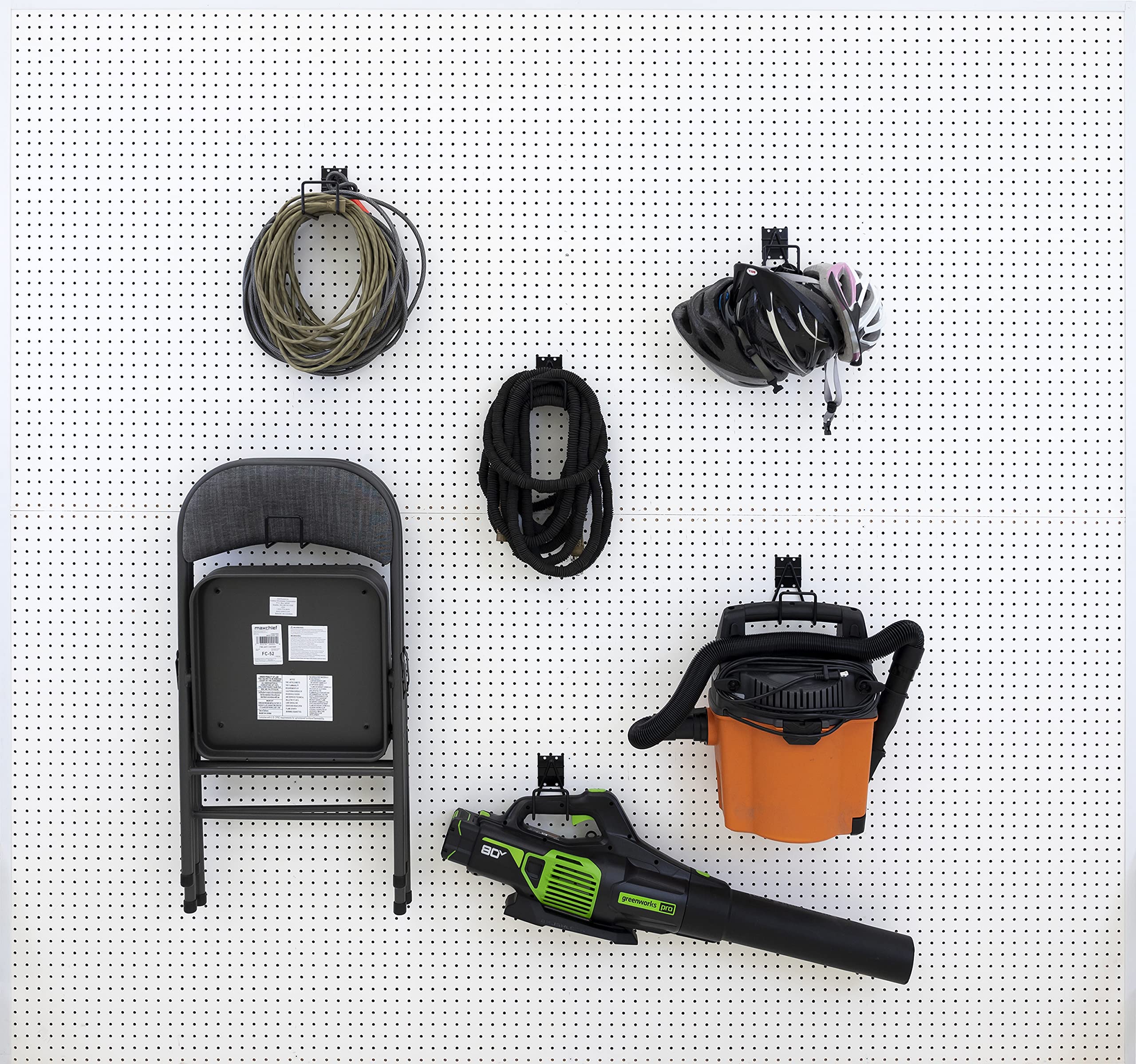 VICTORY DISPLAY & STORE FIXTURE MFG Heavy-Duty Cord and Hose Garage Utility Hook Variety Pack fits Both Slatwall and Pegboard, Includes: Three (3) Cord Hooks, and Three (3) Hose Hooks (1)