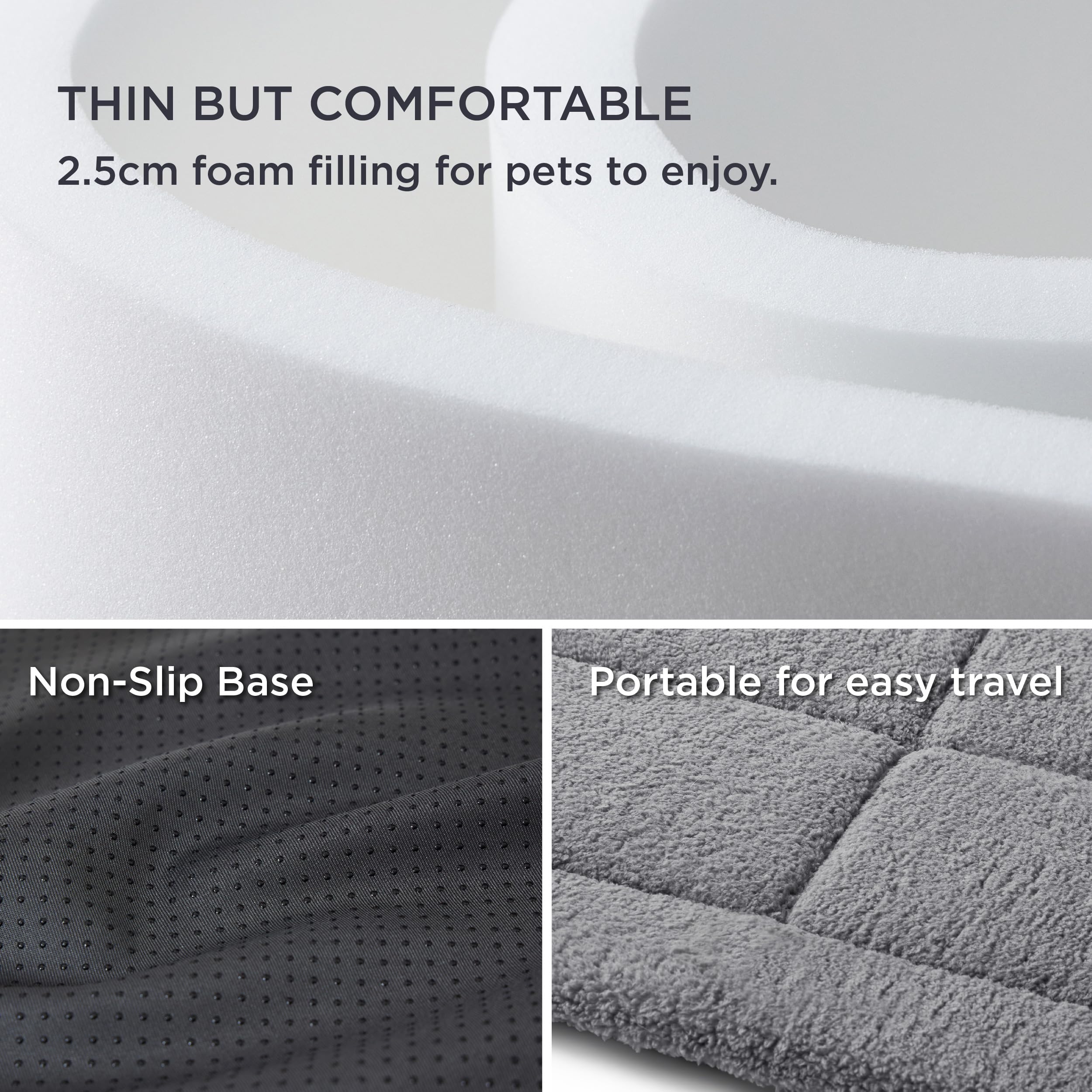 Bedsure Grote wasbare hondenmat - antislip bodem kratbed - comfortabel fleece hondenmatras voor kennel, zacht groot hondenbed voor huisdieren binnen - L 89 x 56 cm, donkergrijs