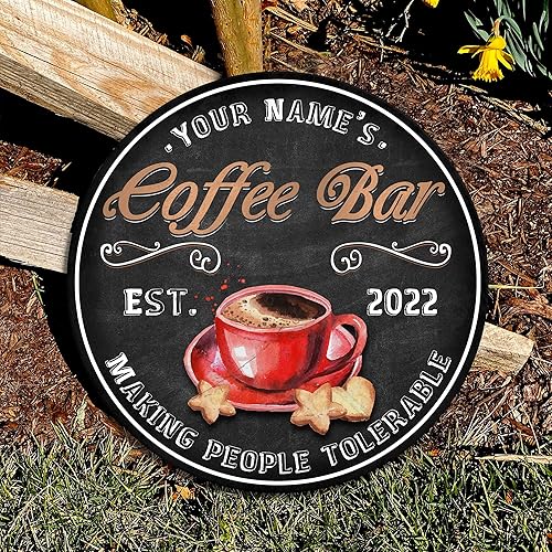Miniatura 8 de Letrero de madera de barra de café personalizado, placa de pared para decoración de cocina, regalos personalizados para amantes del café, café